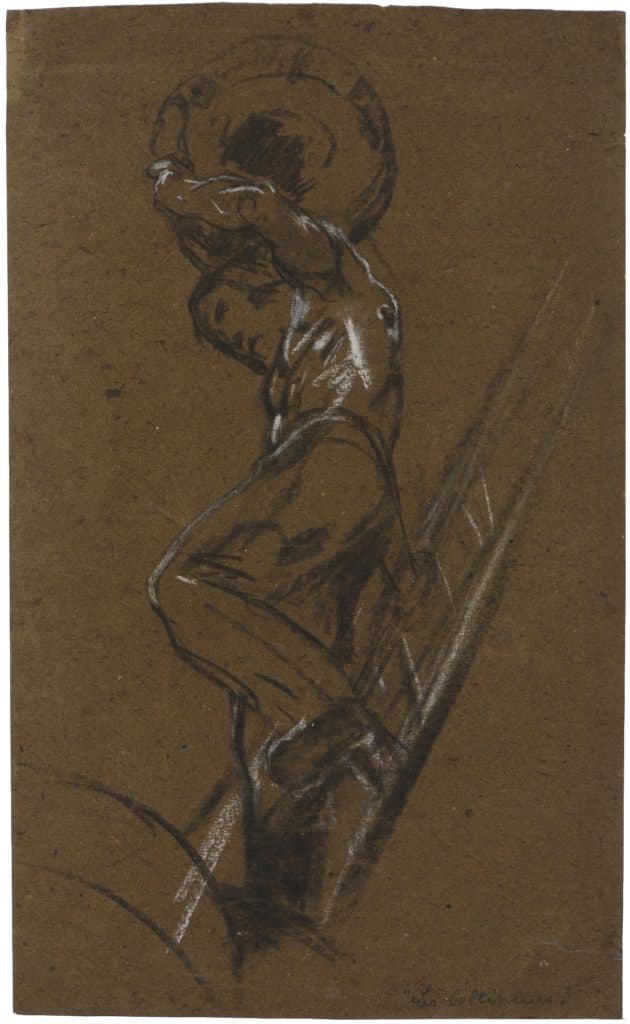 Gervex – Homme, torse nu, descendant d’une échelle