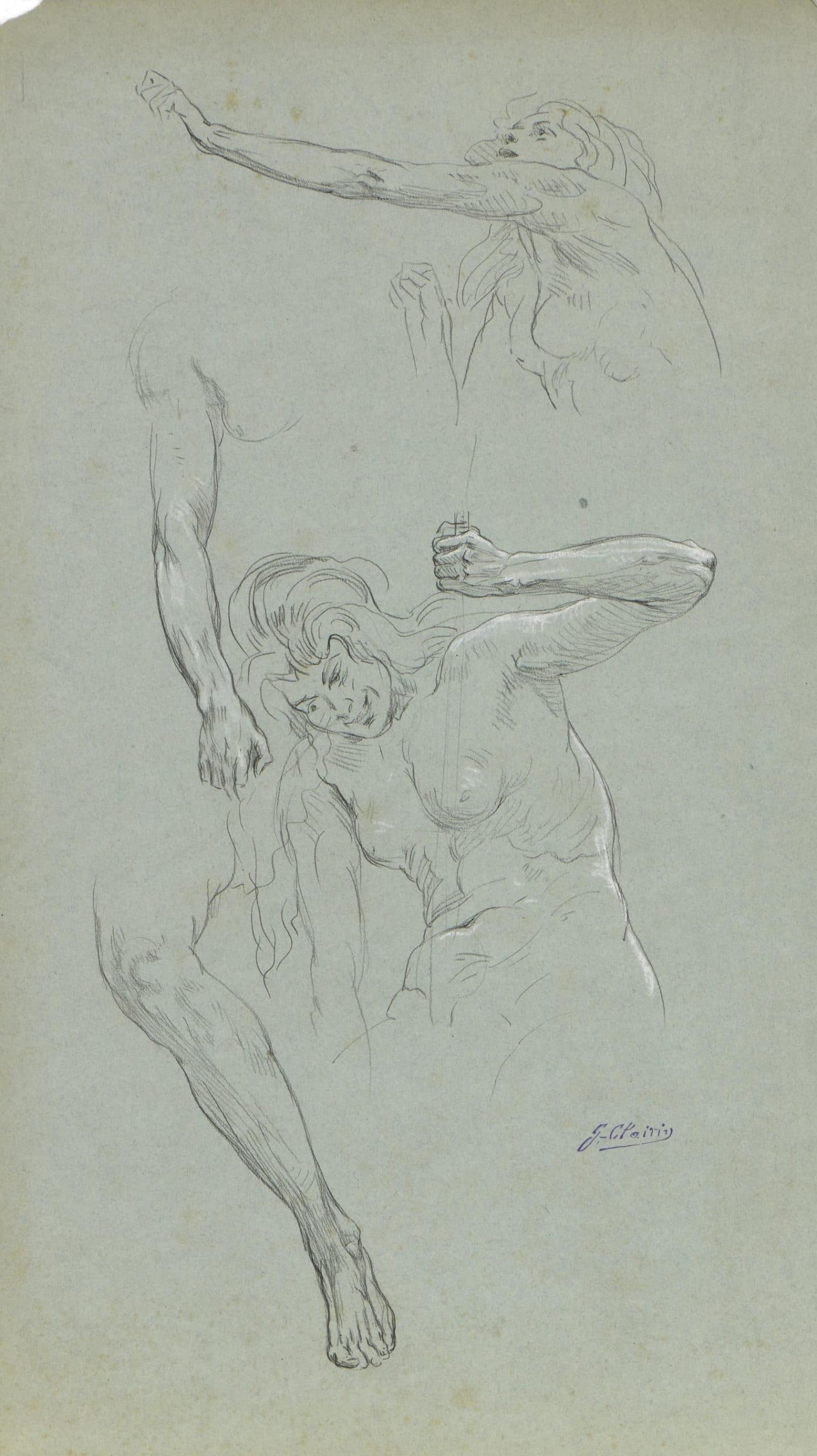 Woman Holding a Stick and Other Studies