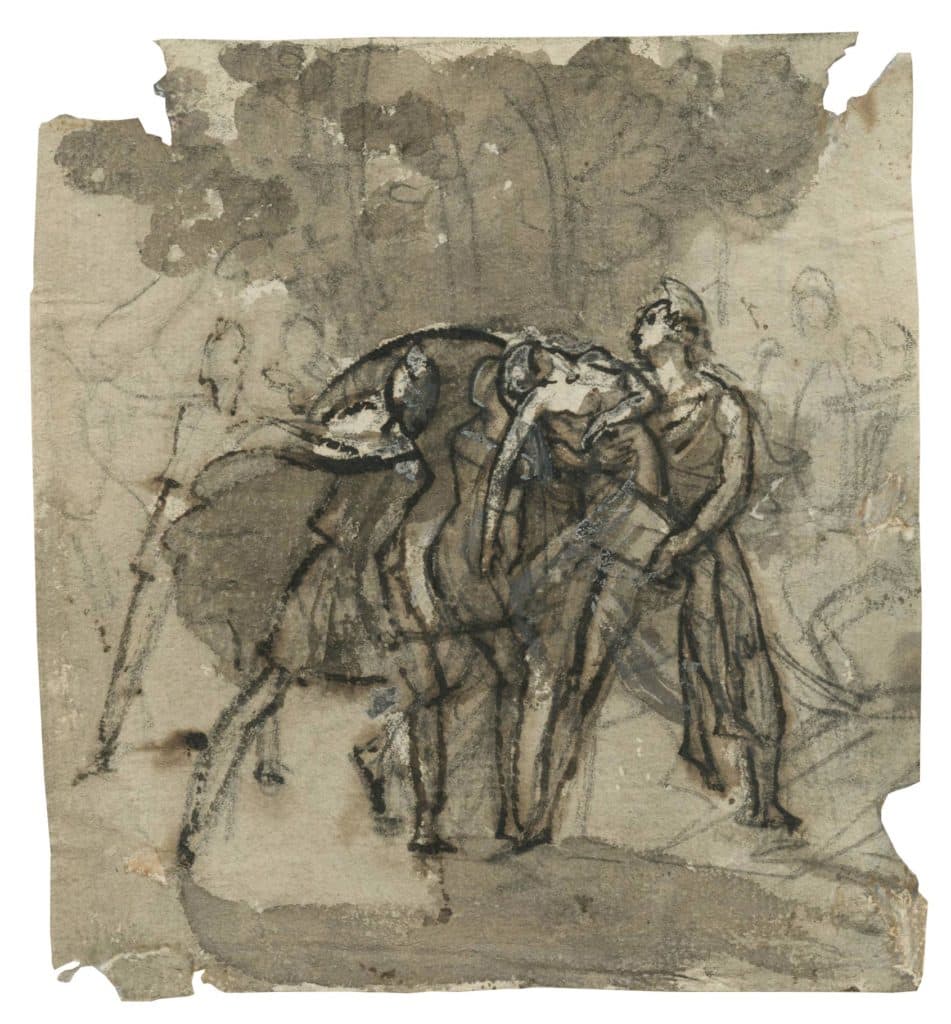 Gérard – Scène d’enlèvement, jeune femme enlevée par un groupe de soldats (L’Enlèvement d’Hélène)