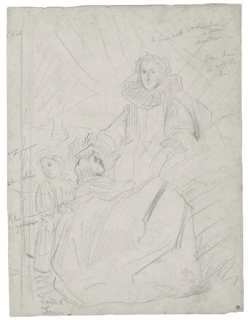 Chassériau – Portrait de femme avec deux enfants, copie d’après Anton van Dyck