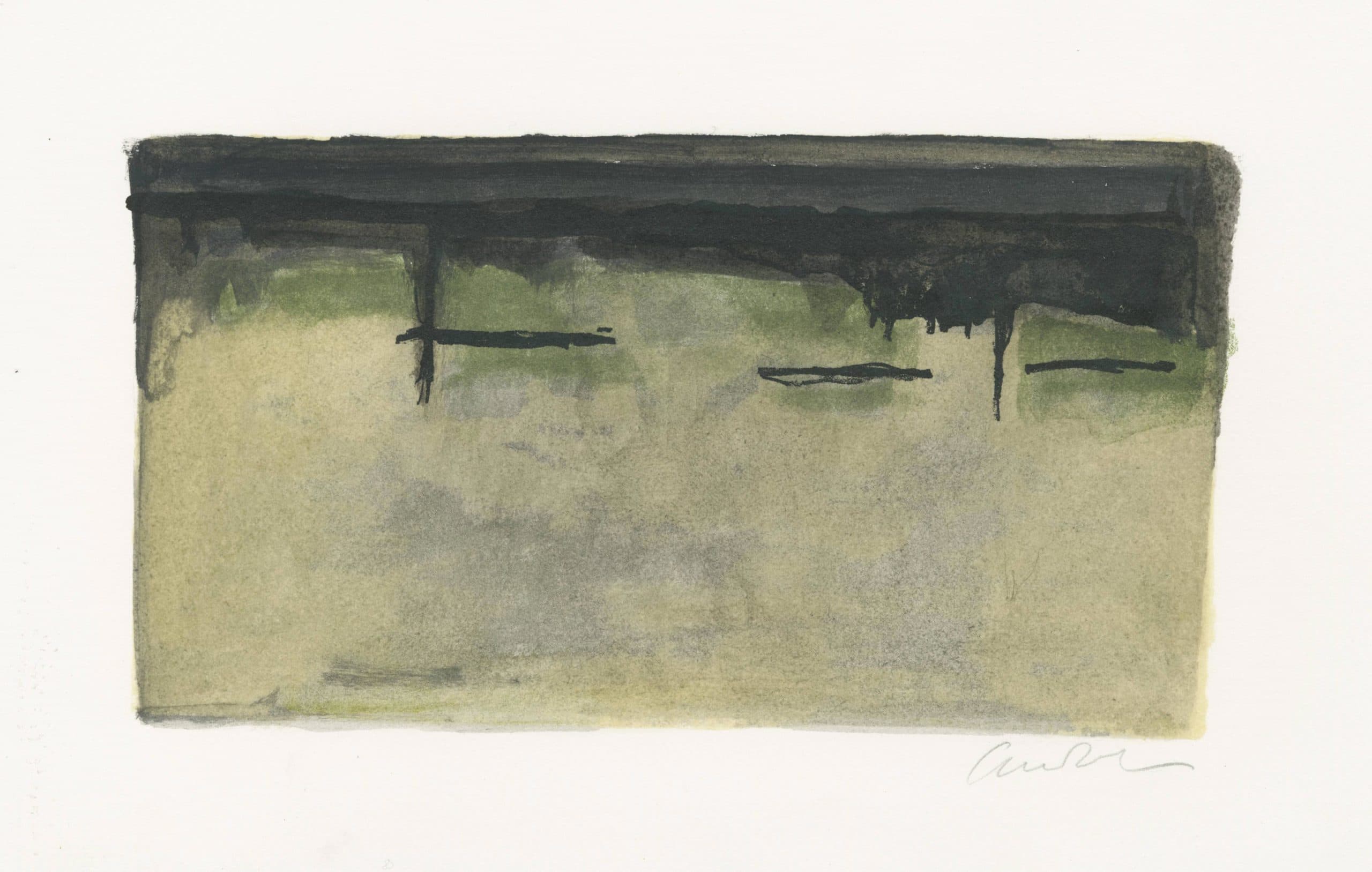 Sans titre (composition en beige, vert et noir)