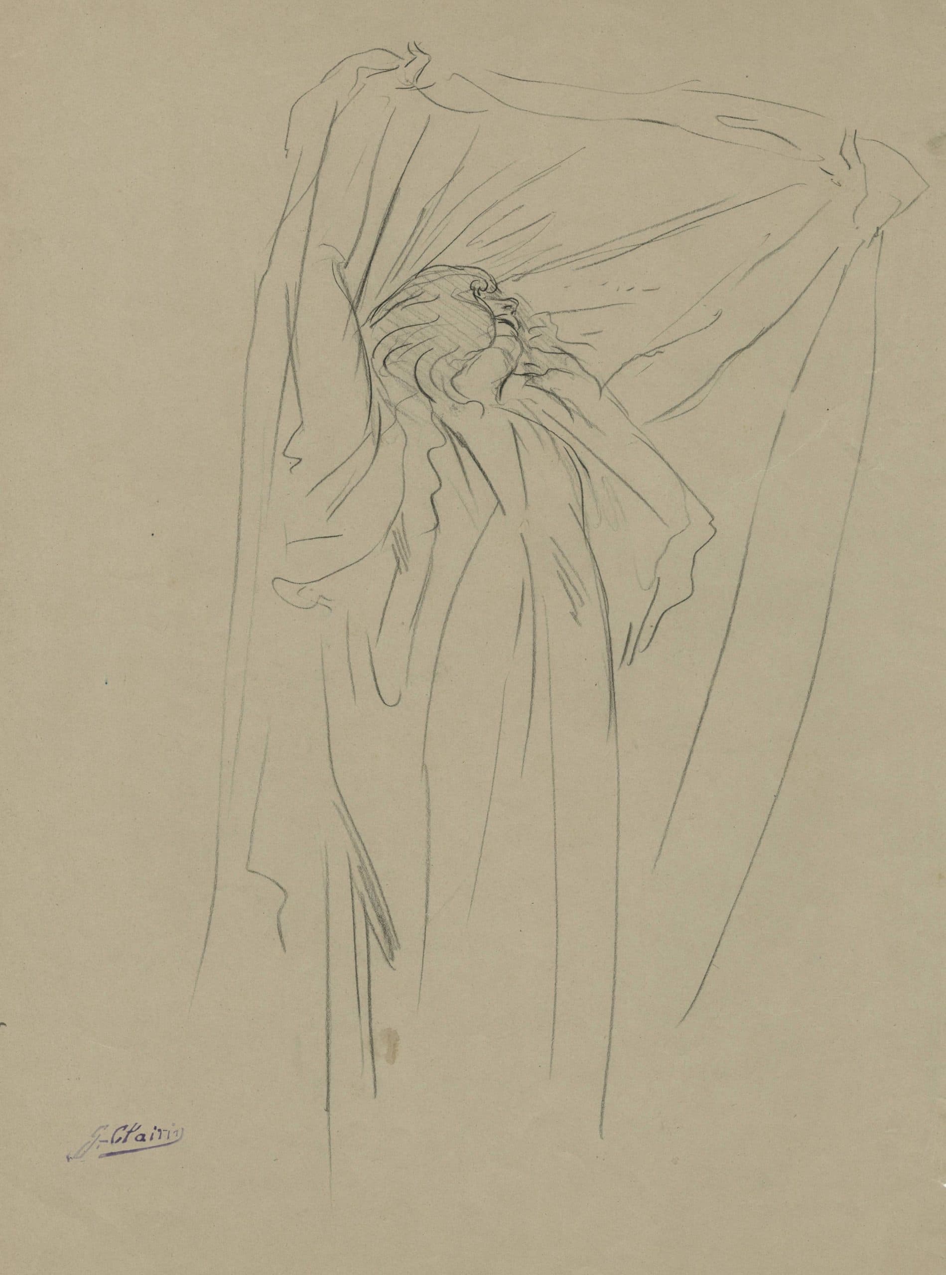 Femme dansant, entourée de voiles