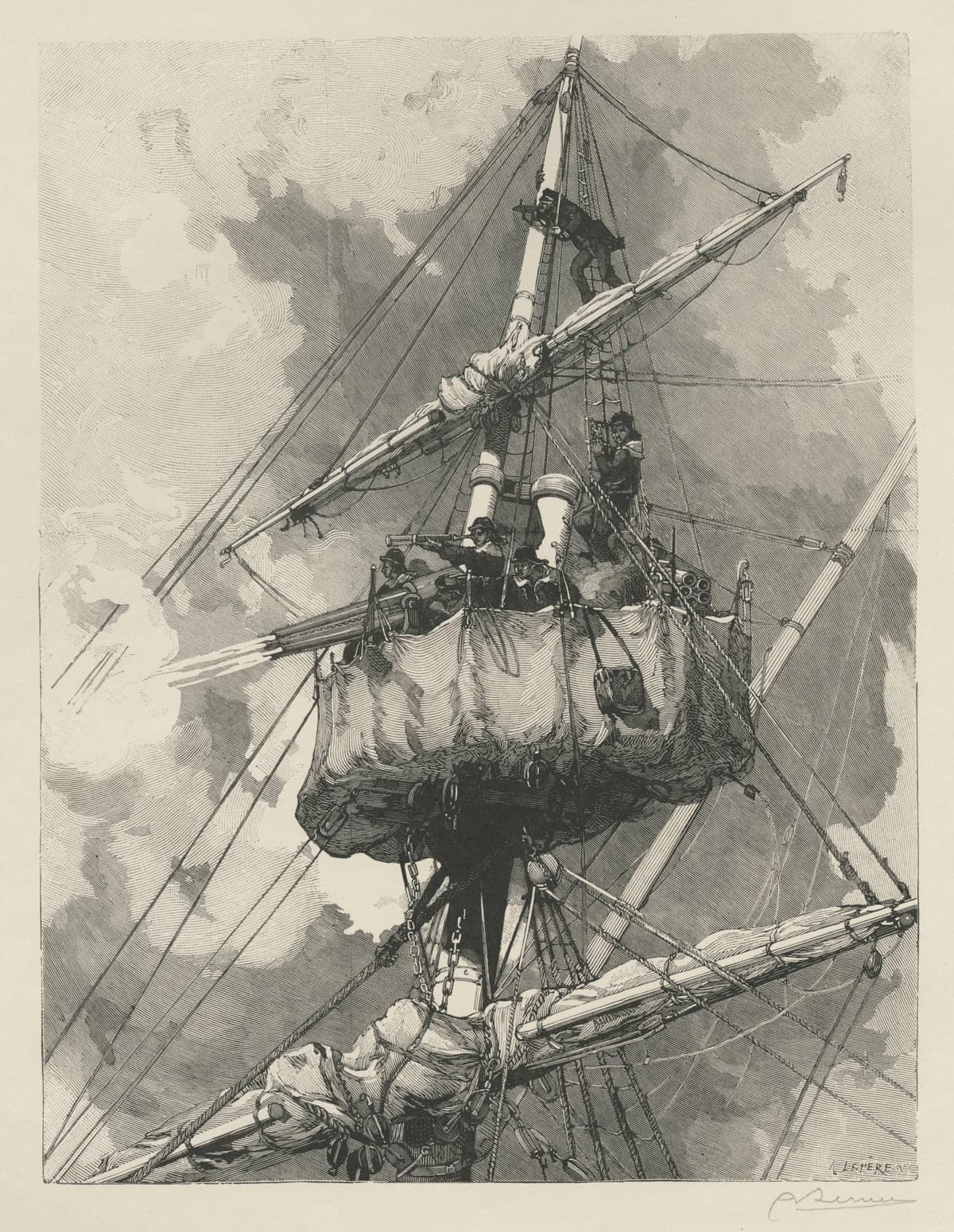 Tongking. The Storming of Nam-Dihn, Maintop of the Pluvier's Foremast