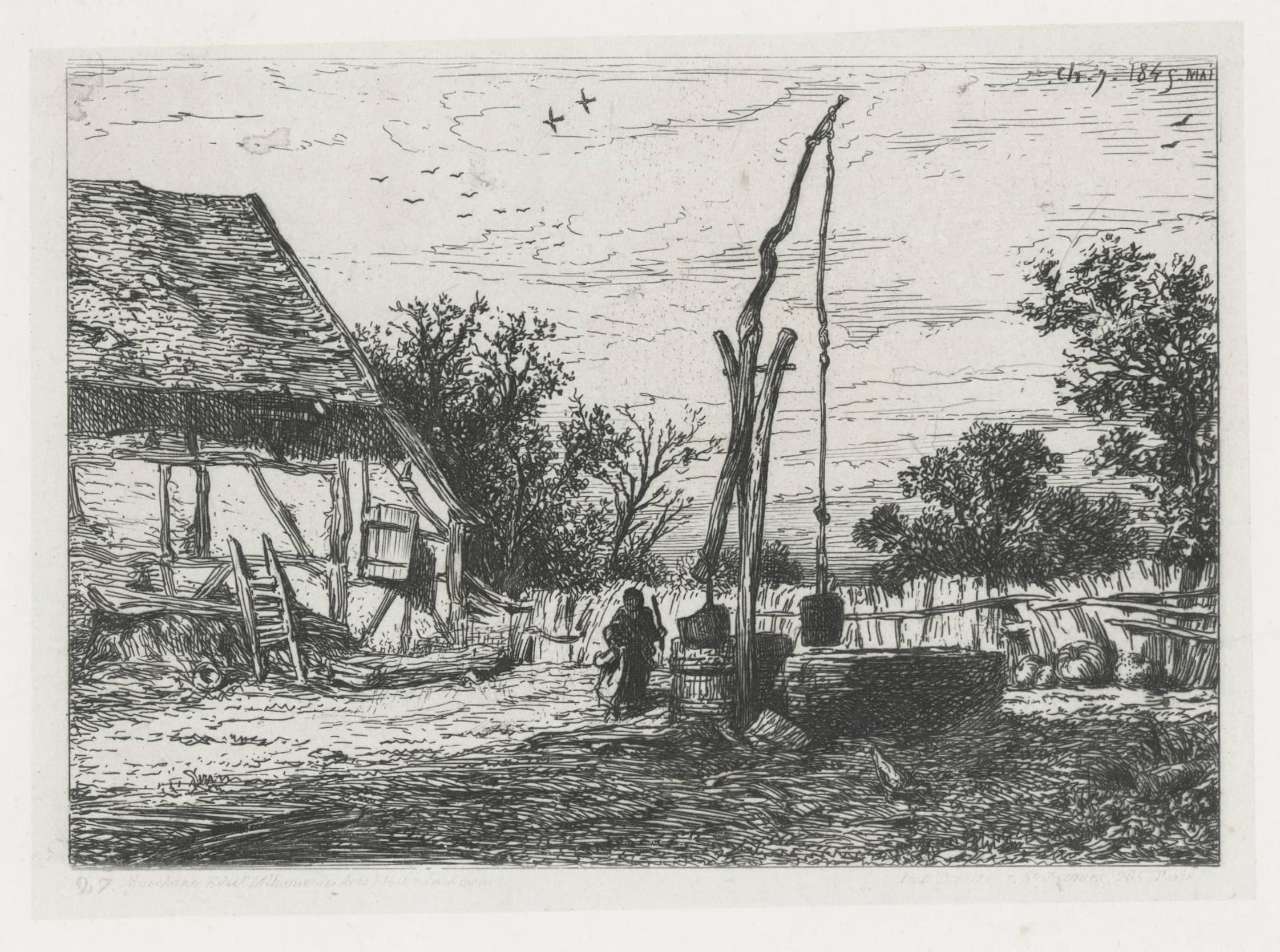 Puits dans une cour de ferme