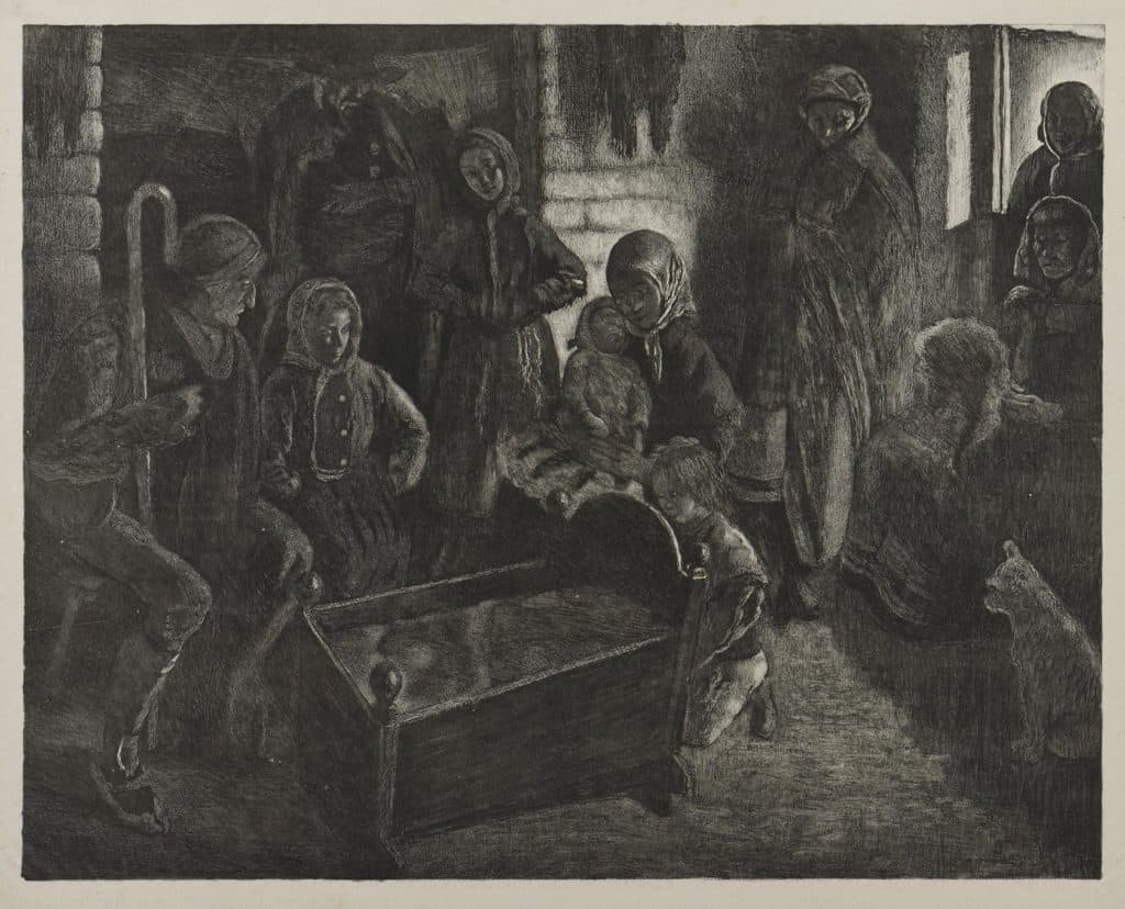 Milcendeau – Famille en deuil autour d’un berceau vide