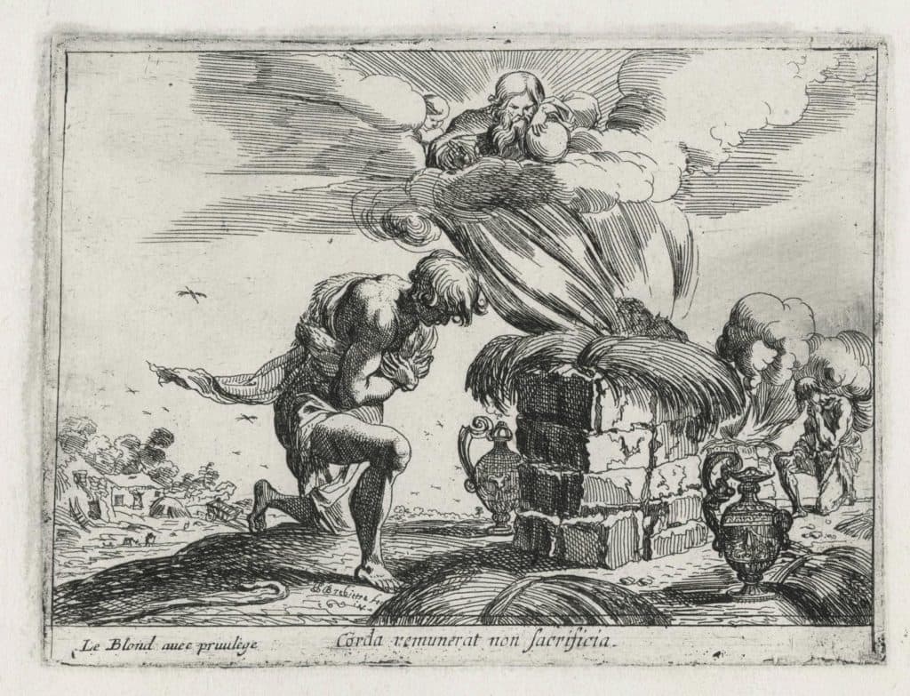 Brébiette – Abel et Caïn offrant des sacrifices au Seigneur