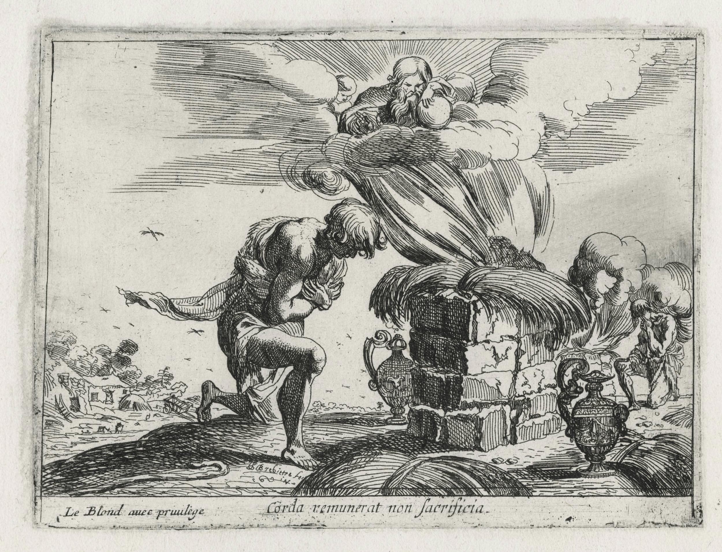 Abel et Caïn offrant des sacrifices au Seigneur