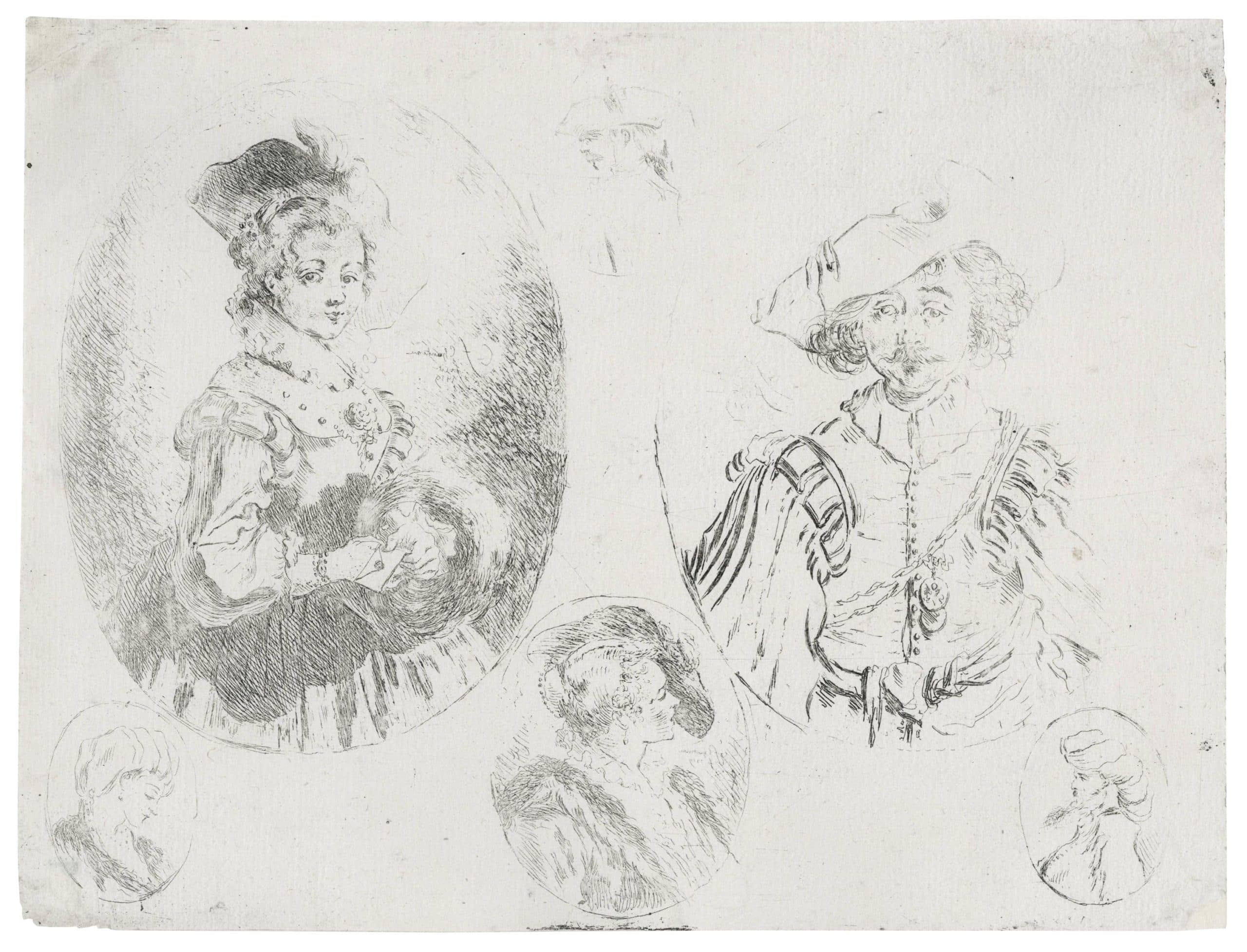 Six bustes d’hommes et de femmes