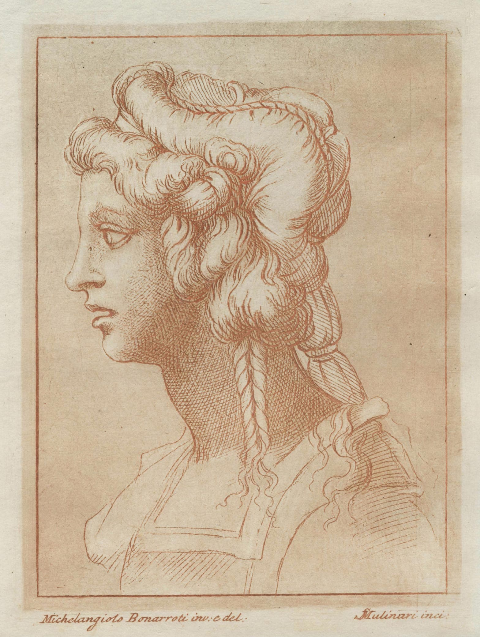 Tête de profil à gauche d’après Michelangelo