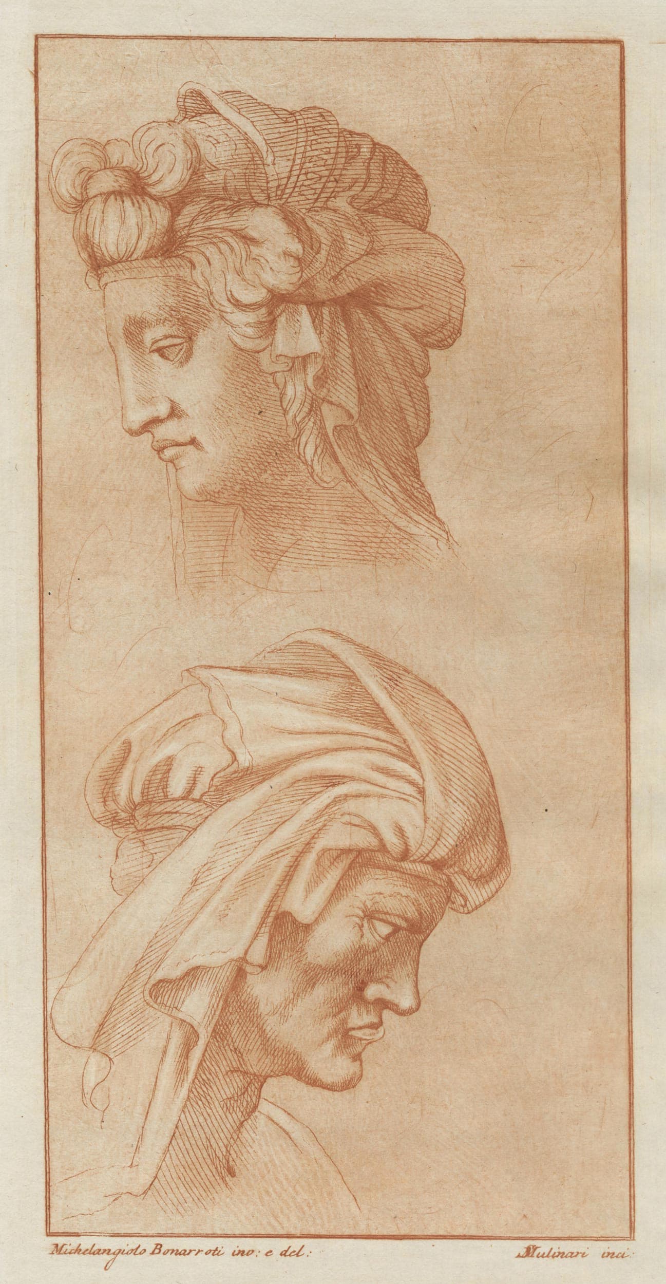 Two heads after Michelangelo