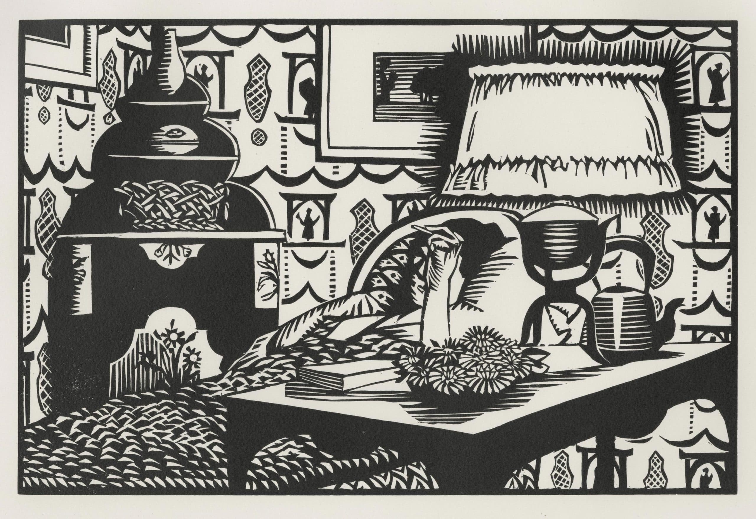 Femme endormie appuyée sur une table