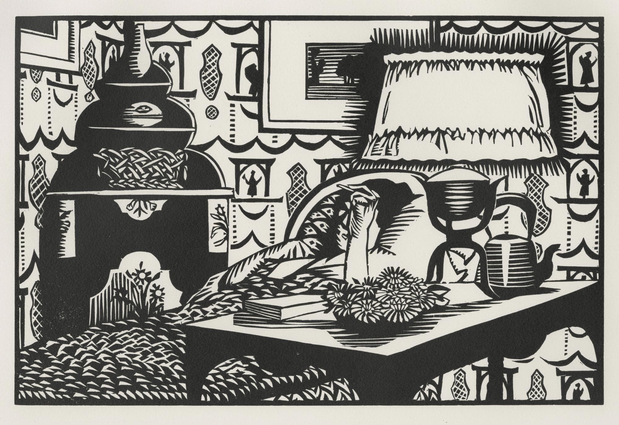 Sleeping woman leaning on a table