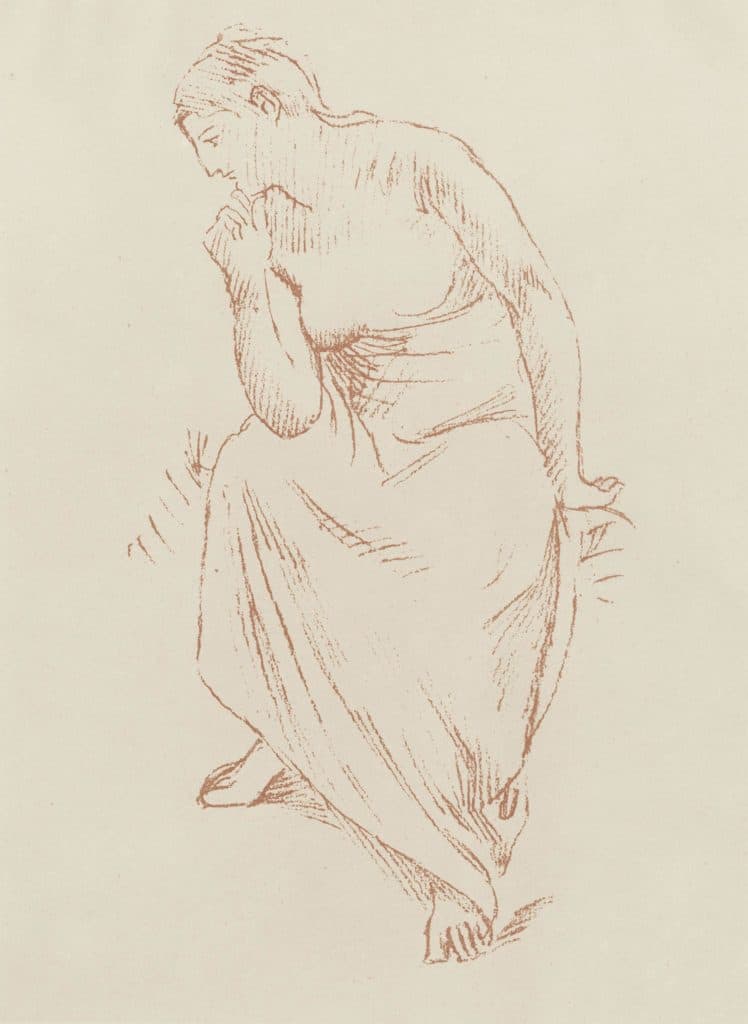 Puvis de Chavannes – Femme assise penchée vers la gauche, la main au menton