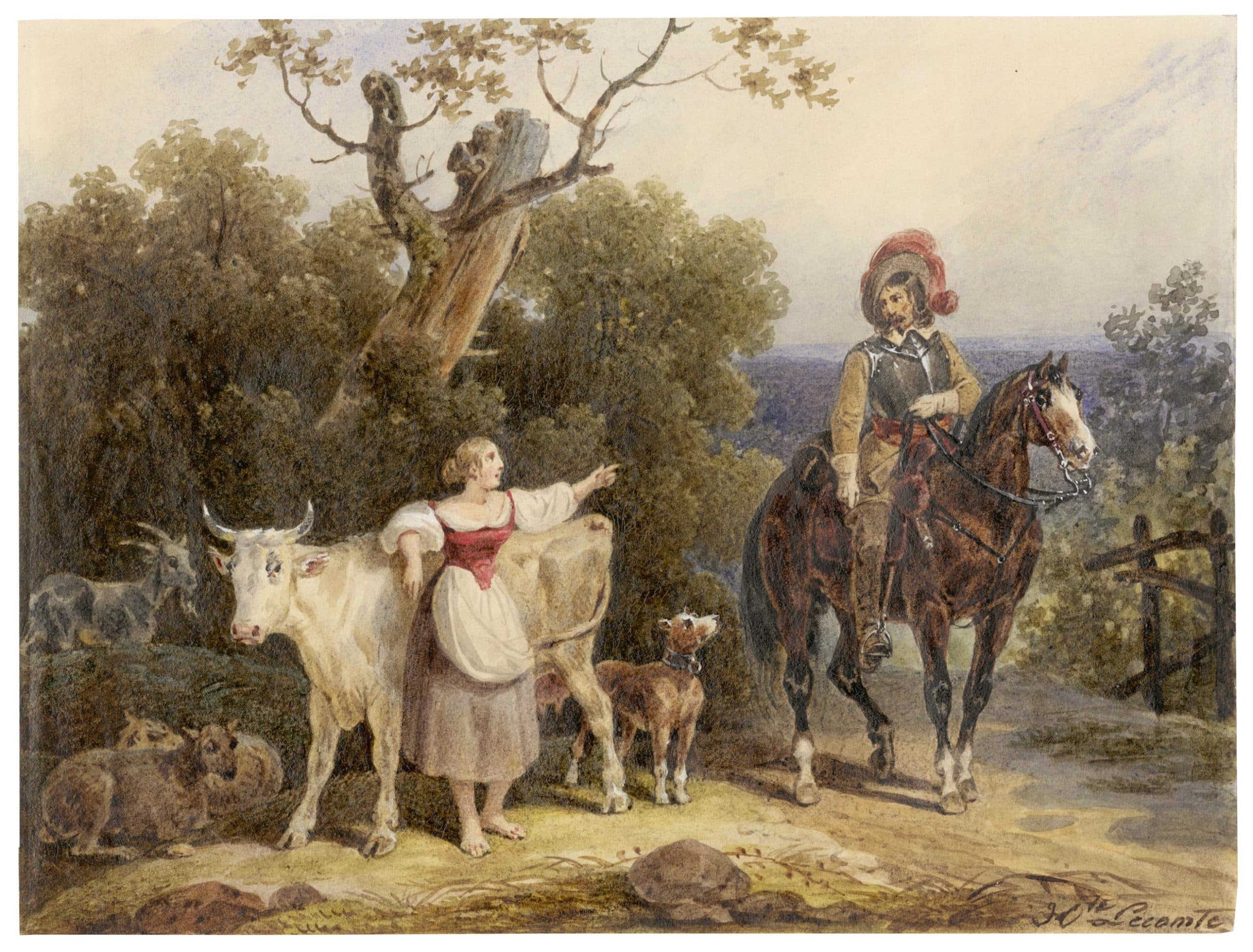 Paysanne et cavalier