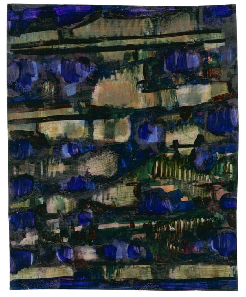 Morel – Sans titre (composition en bleu, violet, vert et jaune)