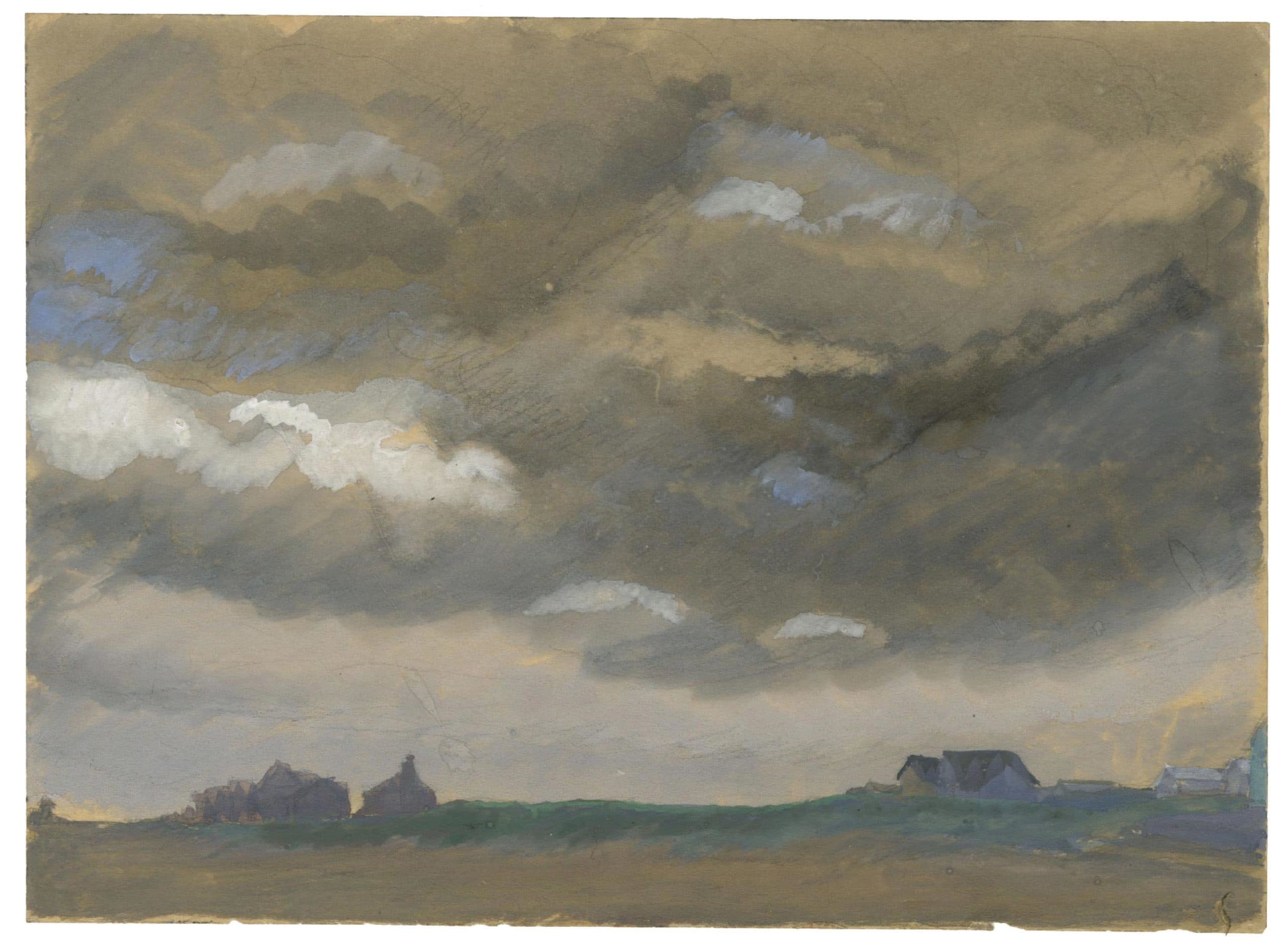 LEPAPE Georges — Houses on the horizon, under a stormy sky