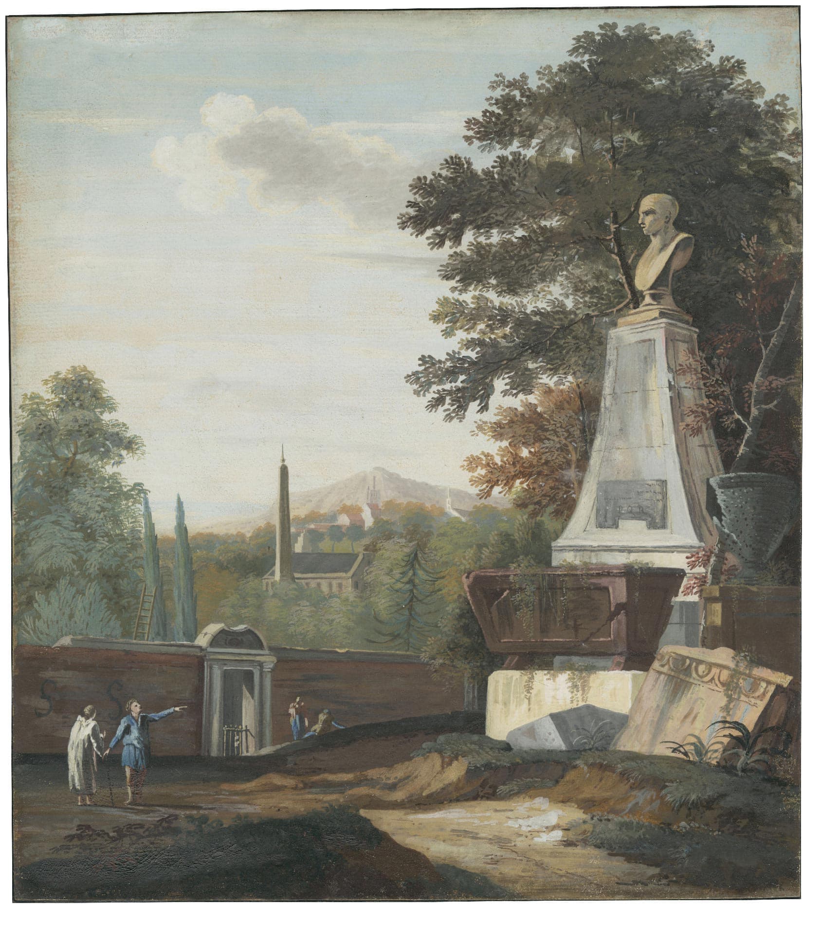 Architectural caprice: tomb in an Italian landscape