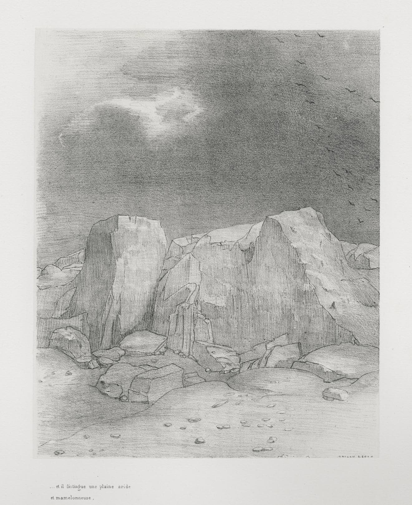 … Et il distingue une plaine aride et mamelonneuse