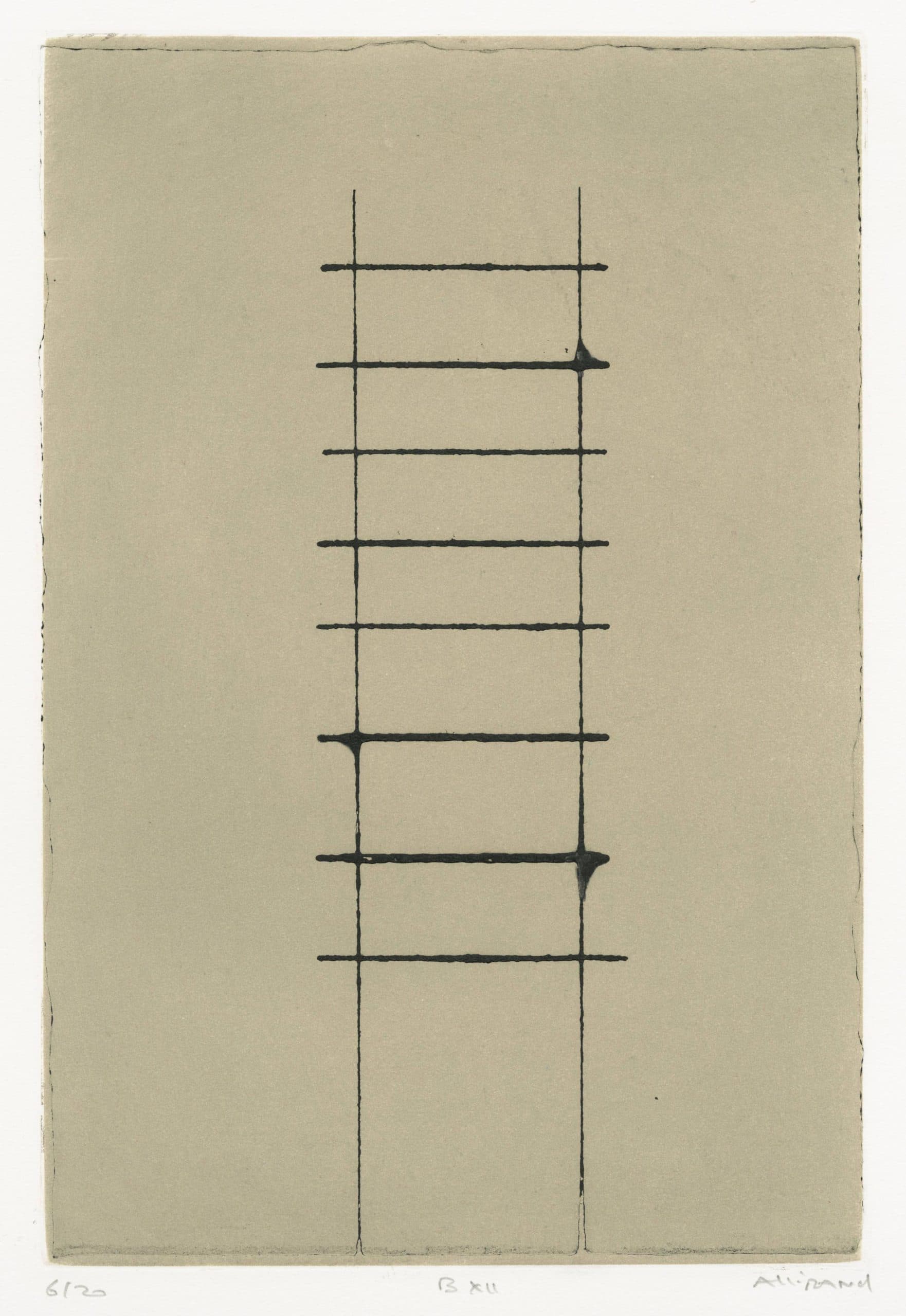 B XII (composition en noir sur fond beige)