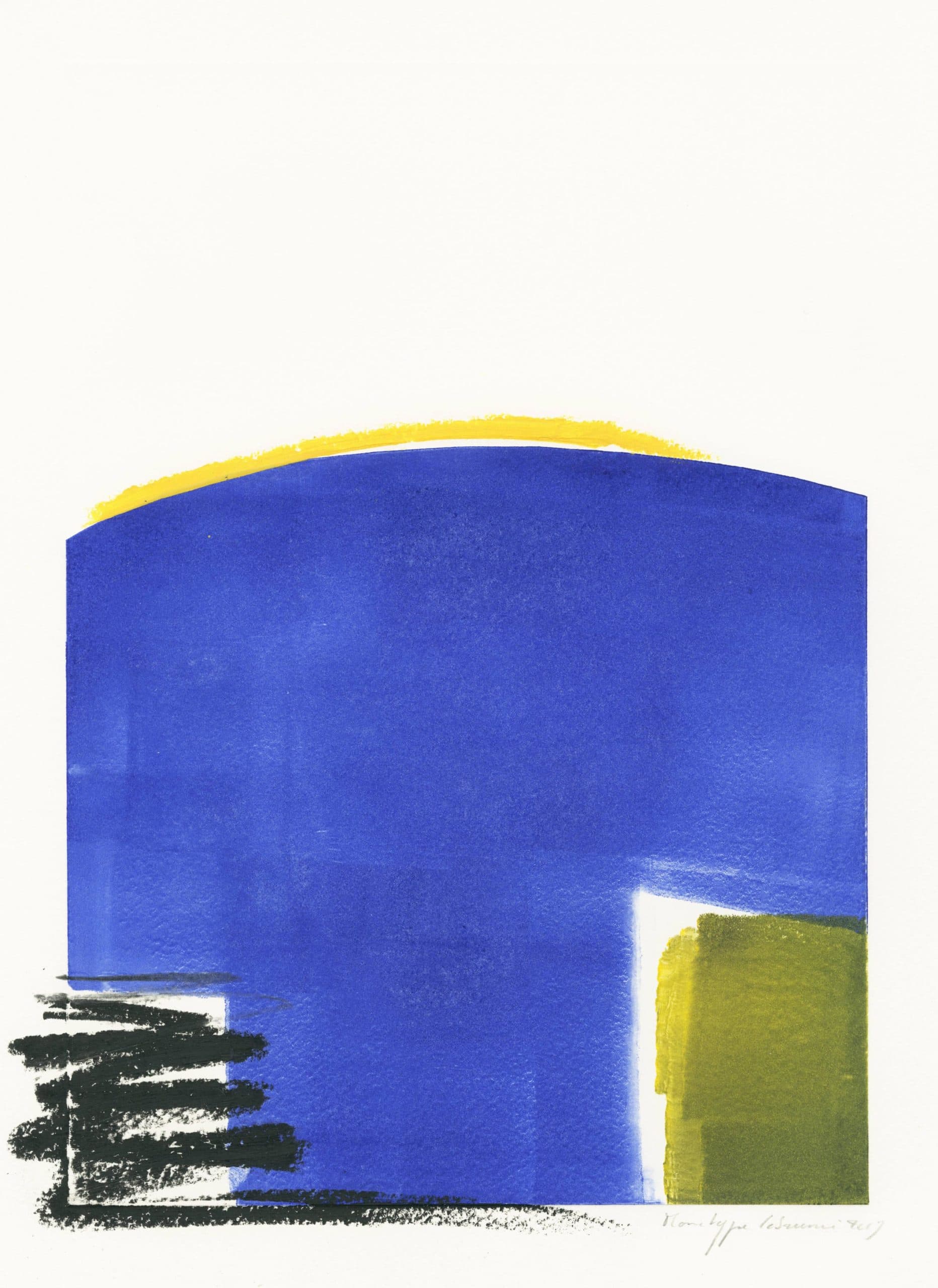 Sans titre (composition en bleu, noir, jaune et vert)