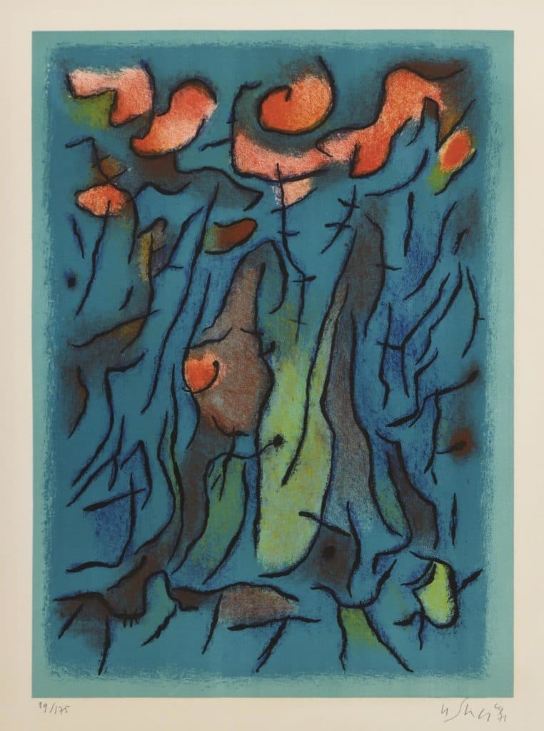 Singier – Sans titre (composition en bleu, vert et orange)