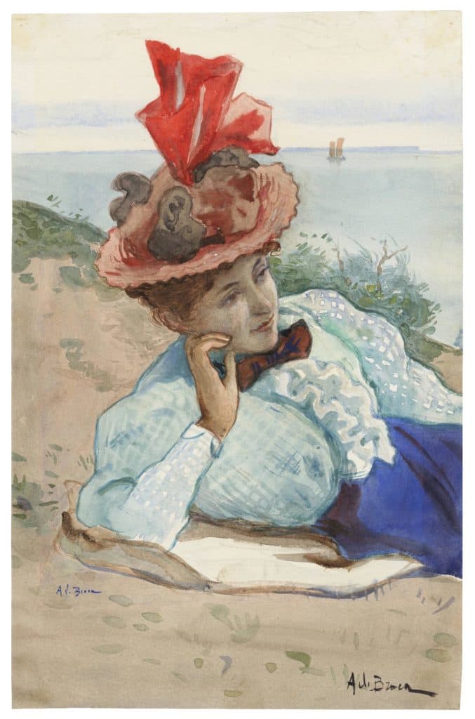 De Broca – Portrait de femme allongée en bord de mer