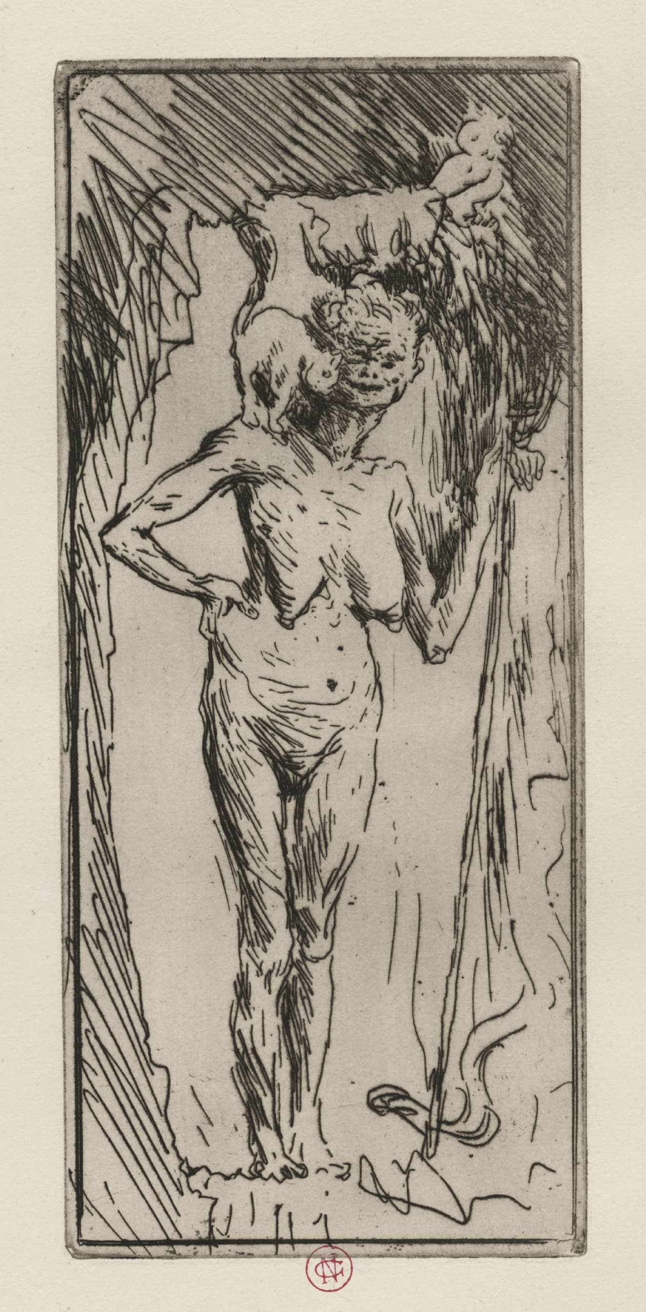 The witch (The devil and his cat, The old lady, study)