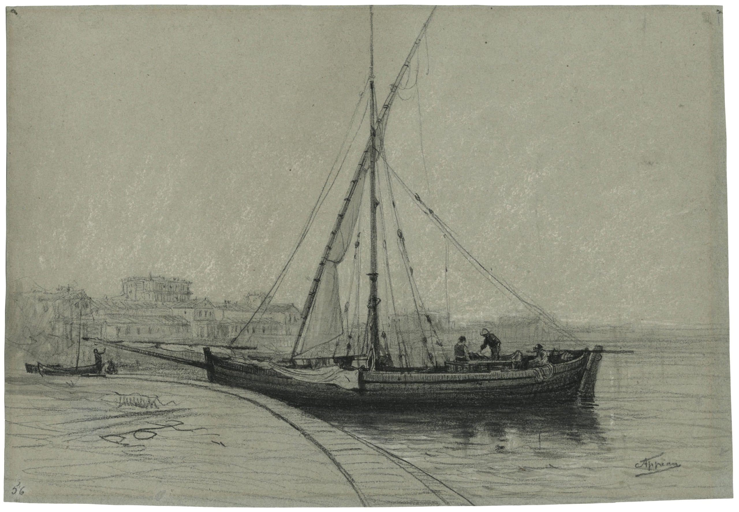 APPIAN Adolphe — Mouillage dans un port en Méditerranée