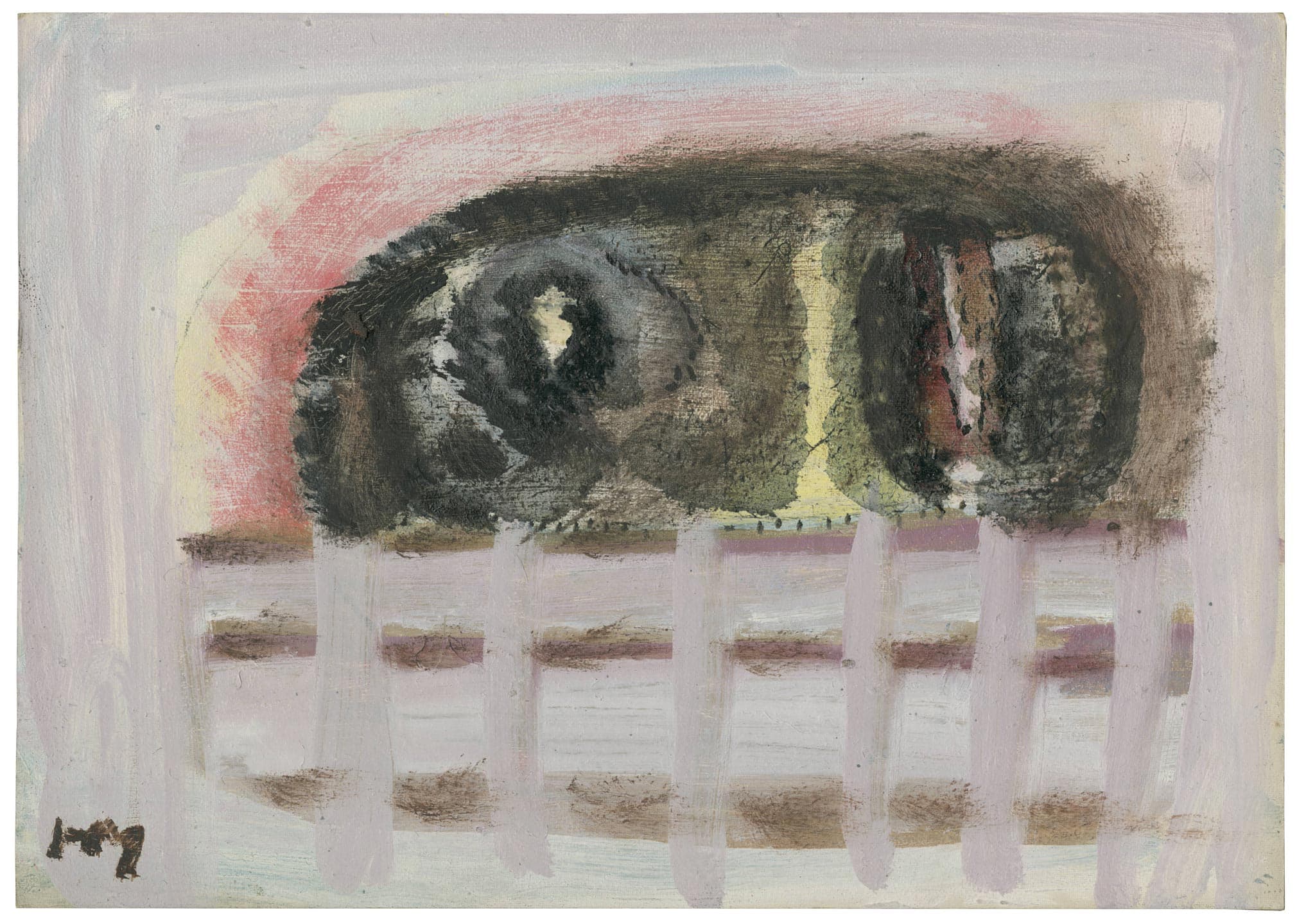 Sans titre (composition en beige, noir et rouge)