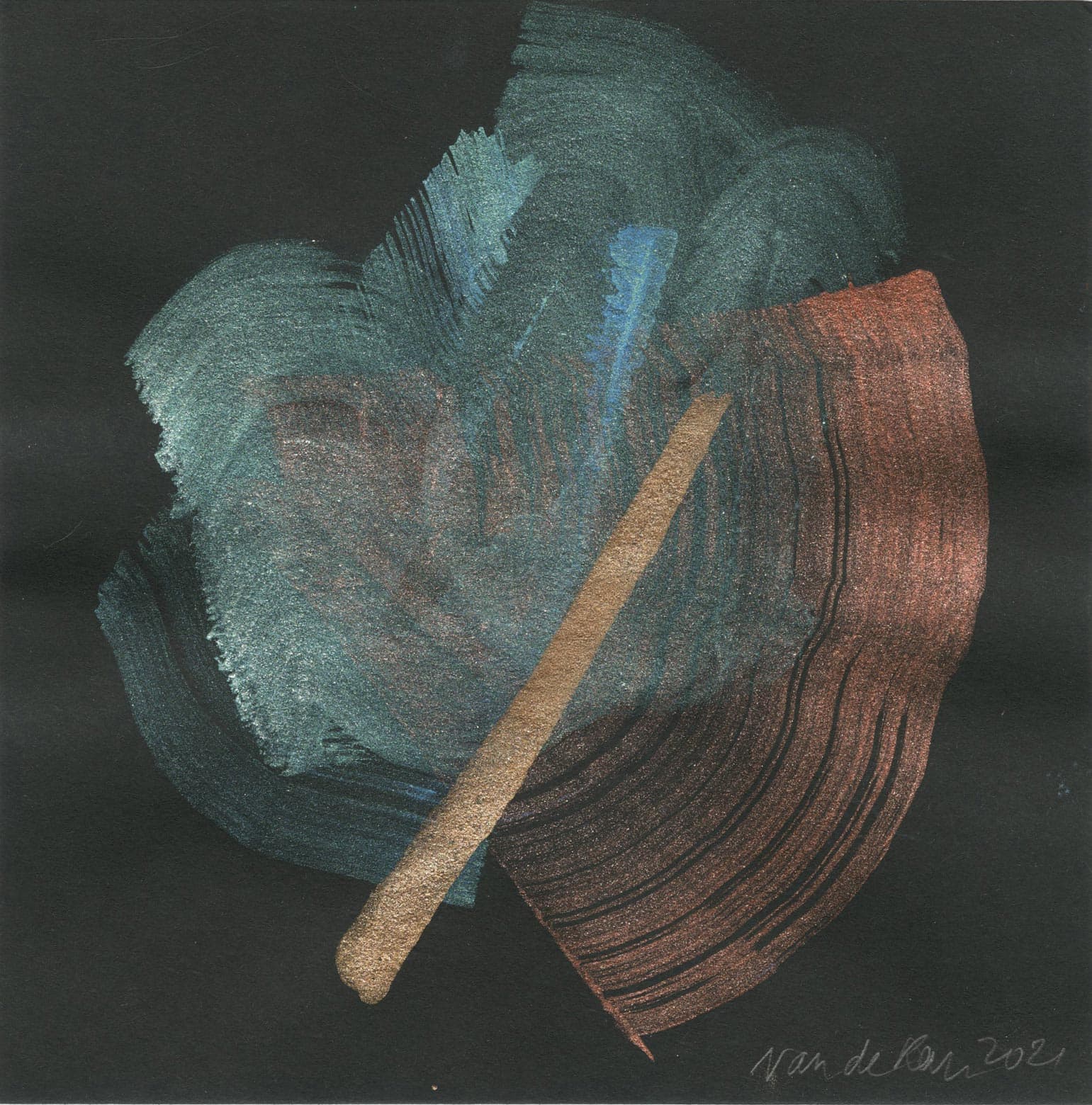 Sans titre (composition en bleu et cuivre)