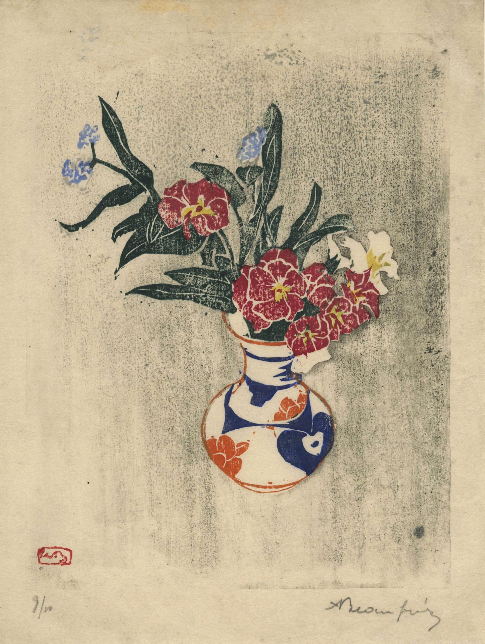 Bouquet dans un vase japonais