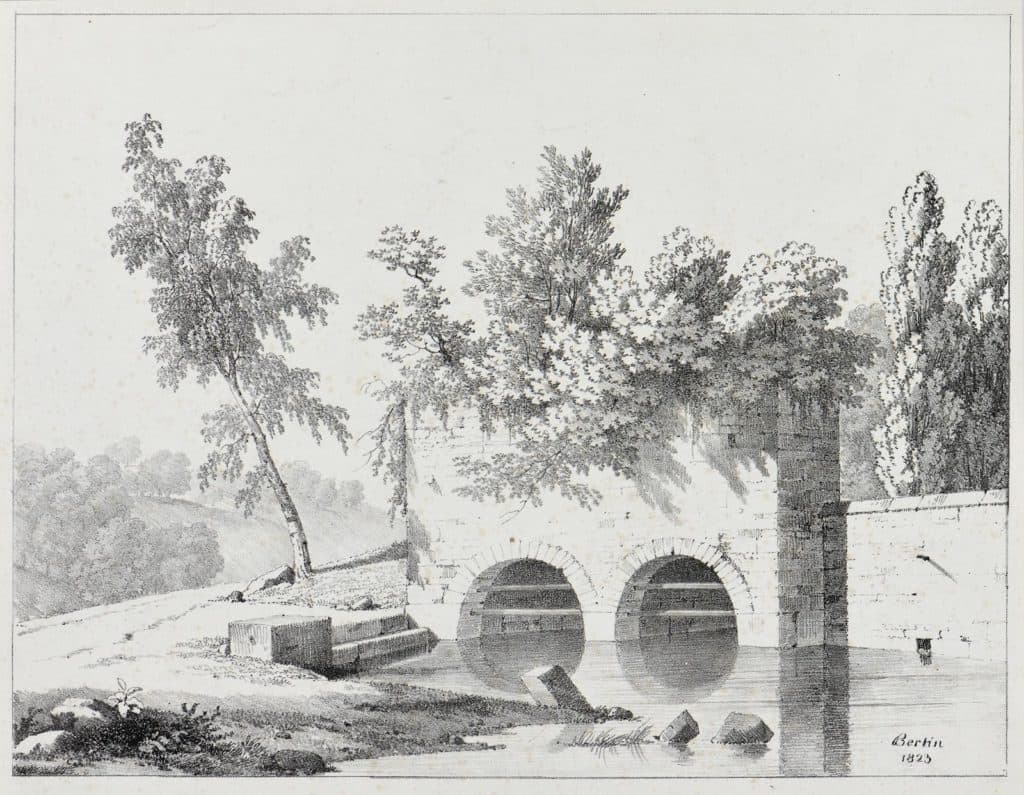 Bertin (Jean-Victor) – Groupe d’arbres entourant un pont à deux arches