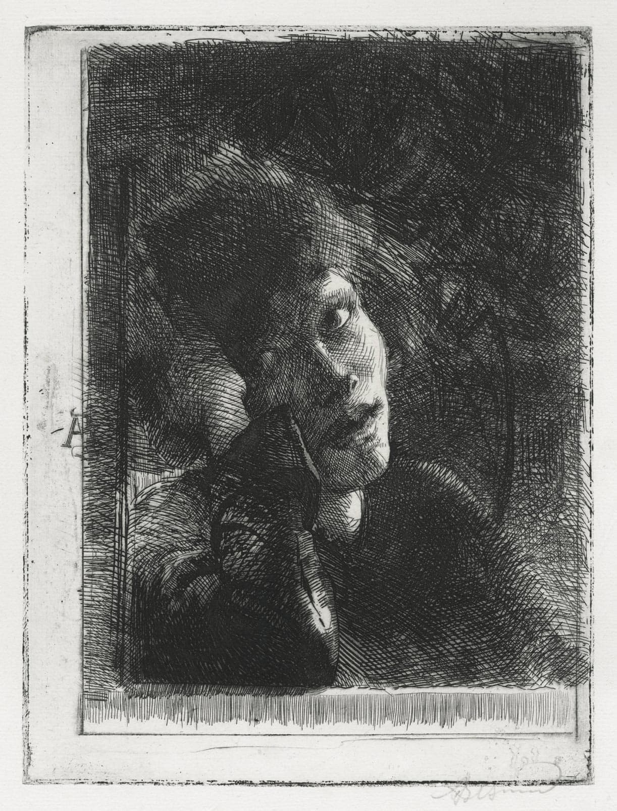 The muse leaning on her elbow