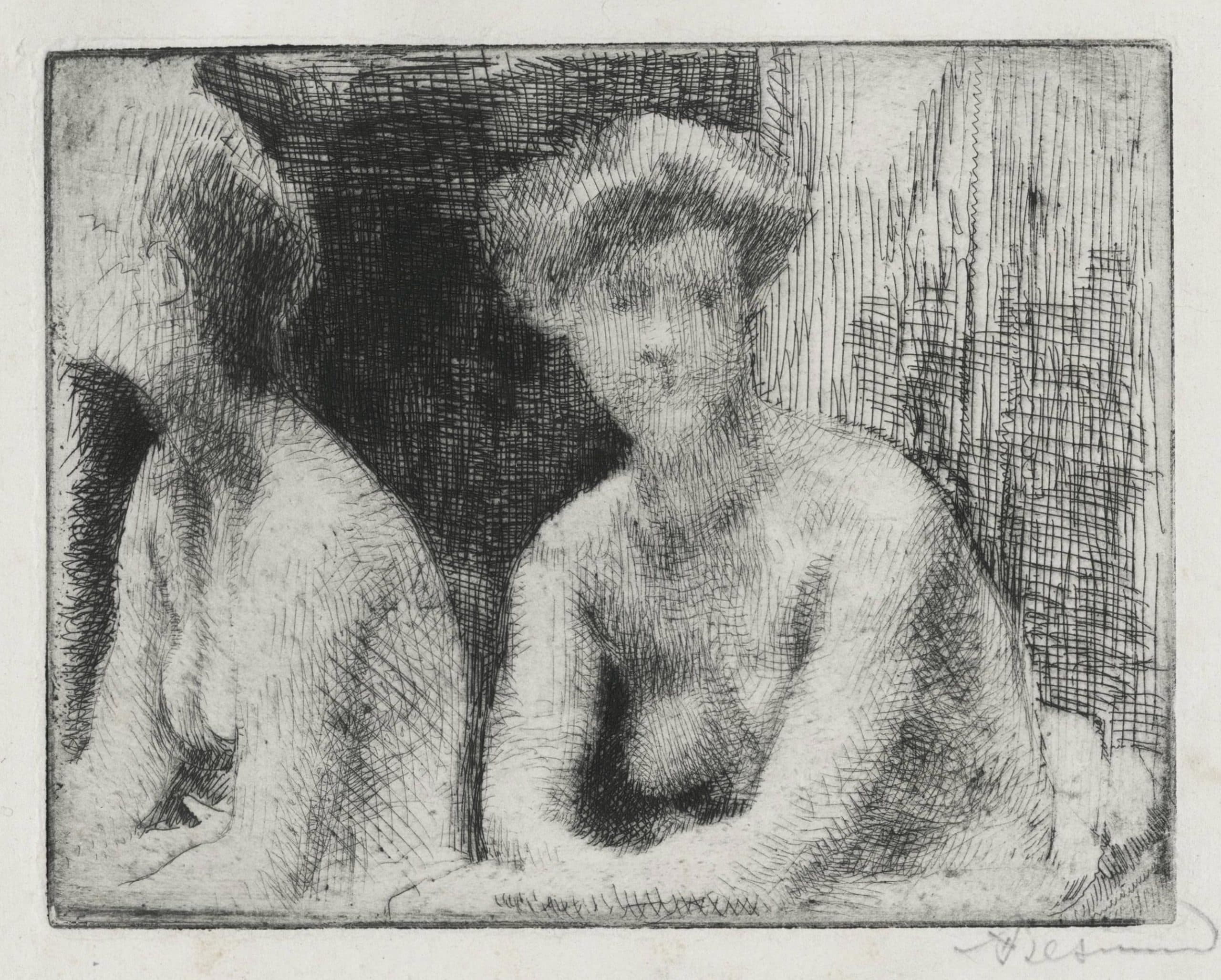 Naked woman next to a mirror