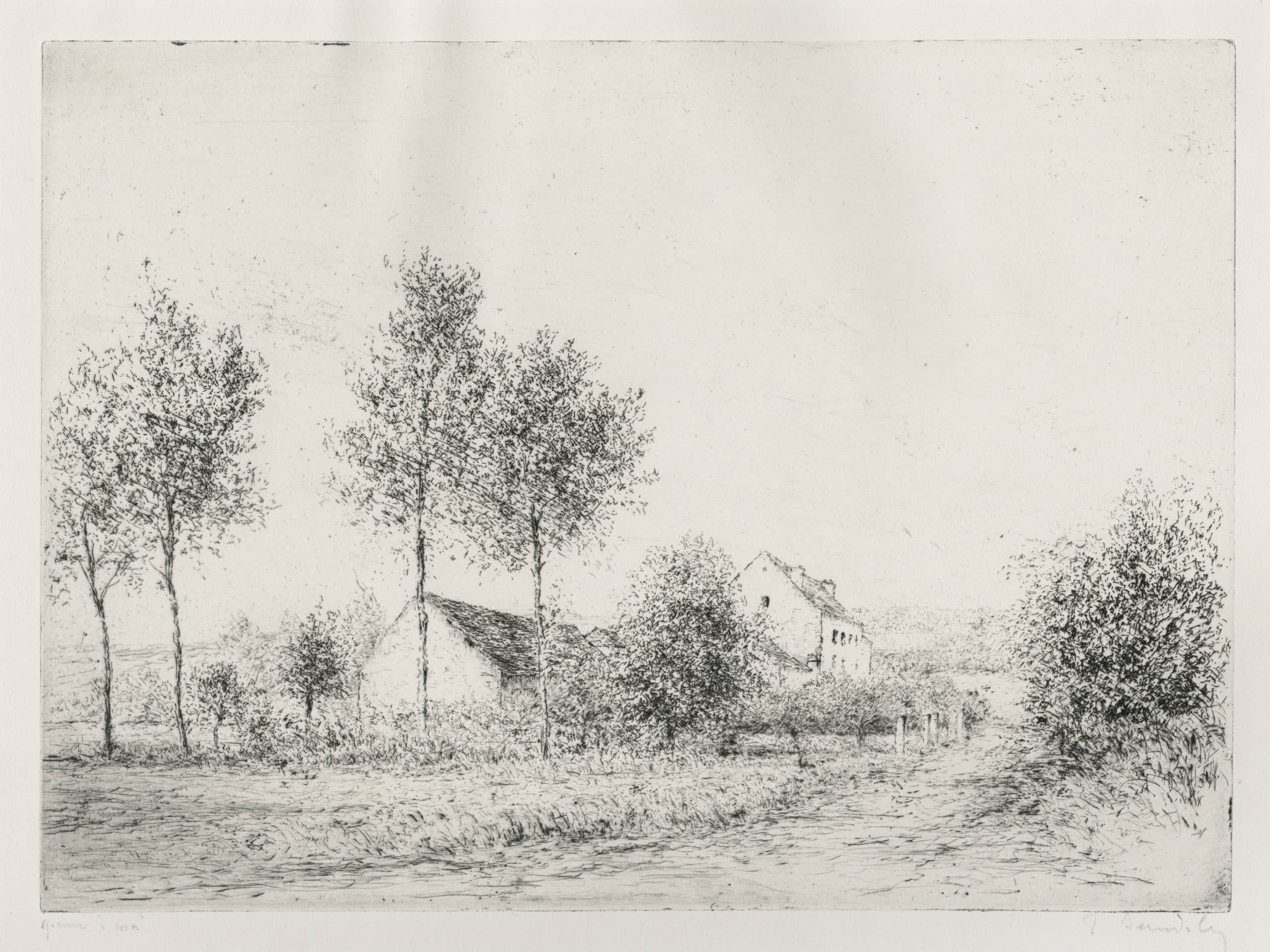 Peupliers devant le moulin des Forges