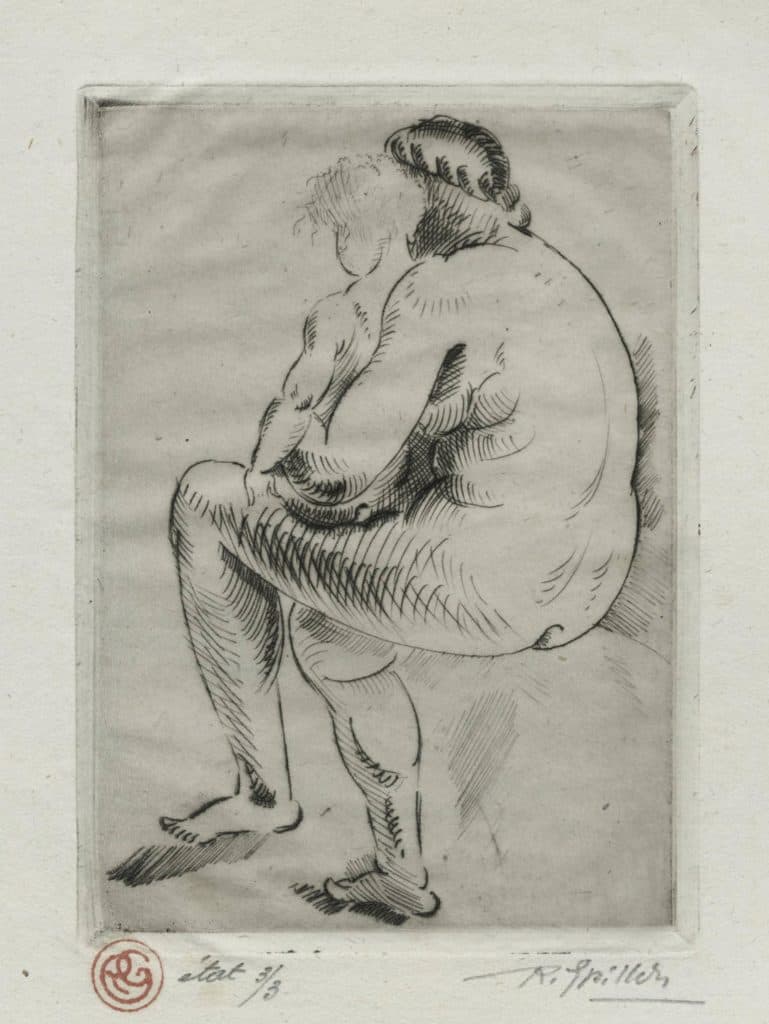 Grillon – Femme nue assise et tenant un enfant sur ses genoux