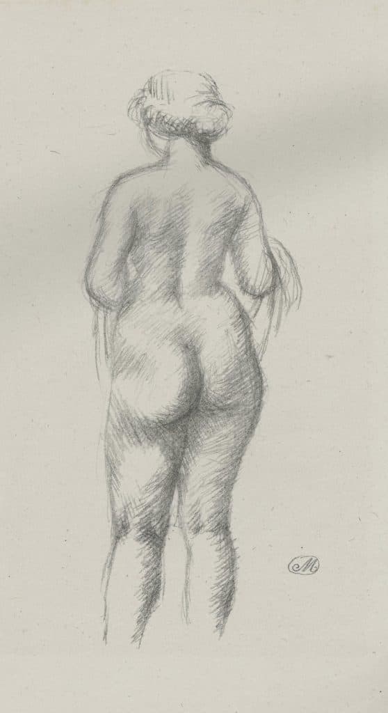 Maillol – Femme nue de dos tenant une écharpe