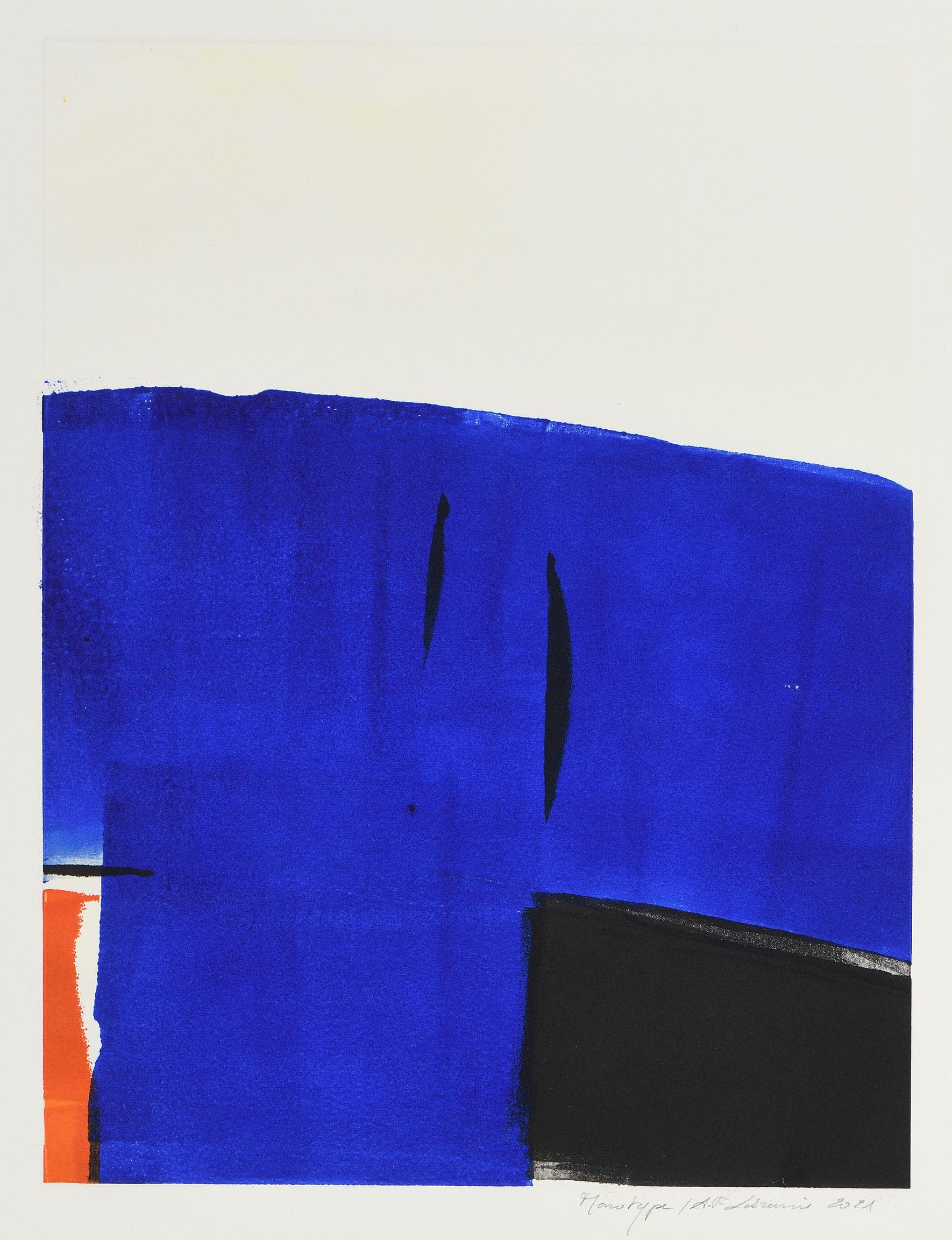 Untitled (blue, black and red composition)