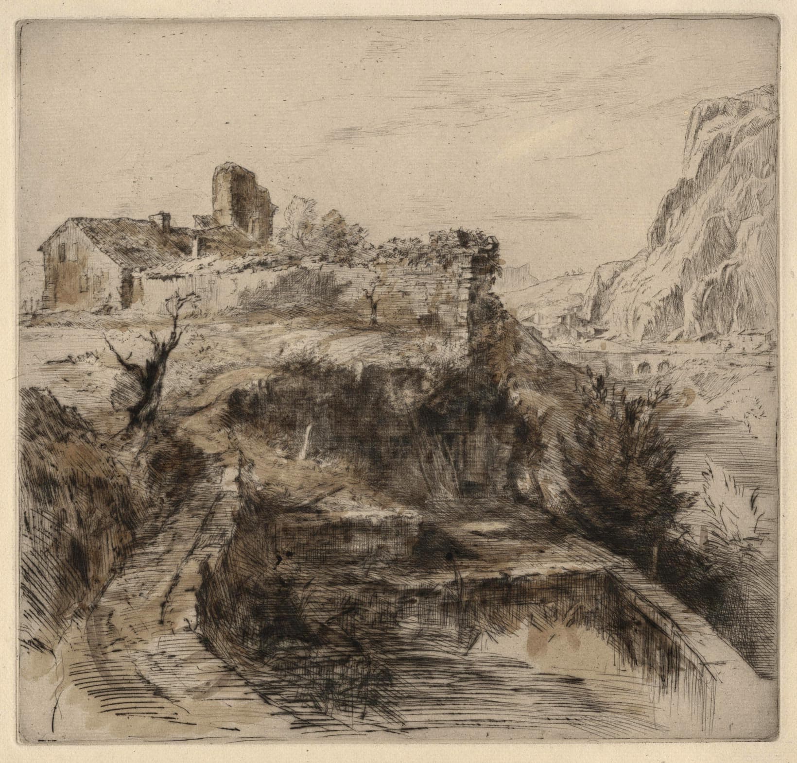 House in ruins on a hill