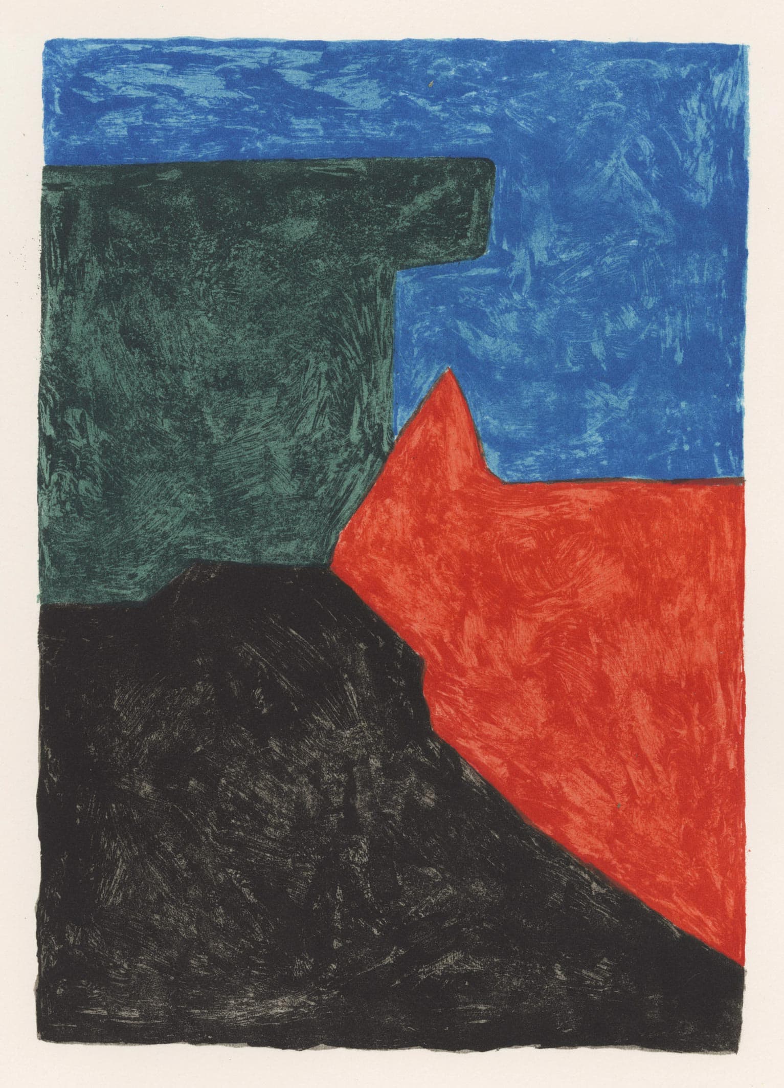 Composition noire, rouge, bleue et verte