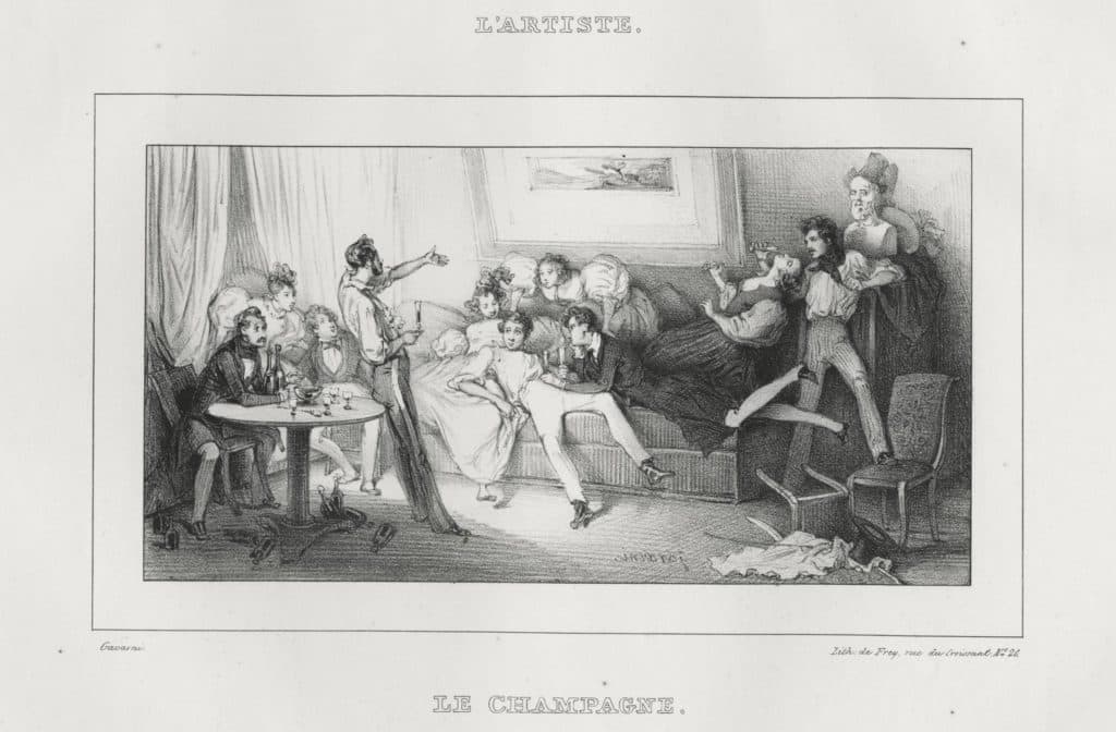 Gavarni – Le champagne ou l’atelier de Tony Johannot