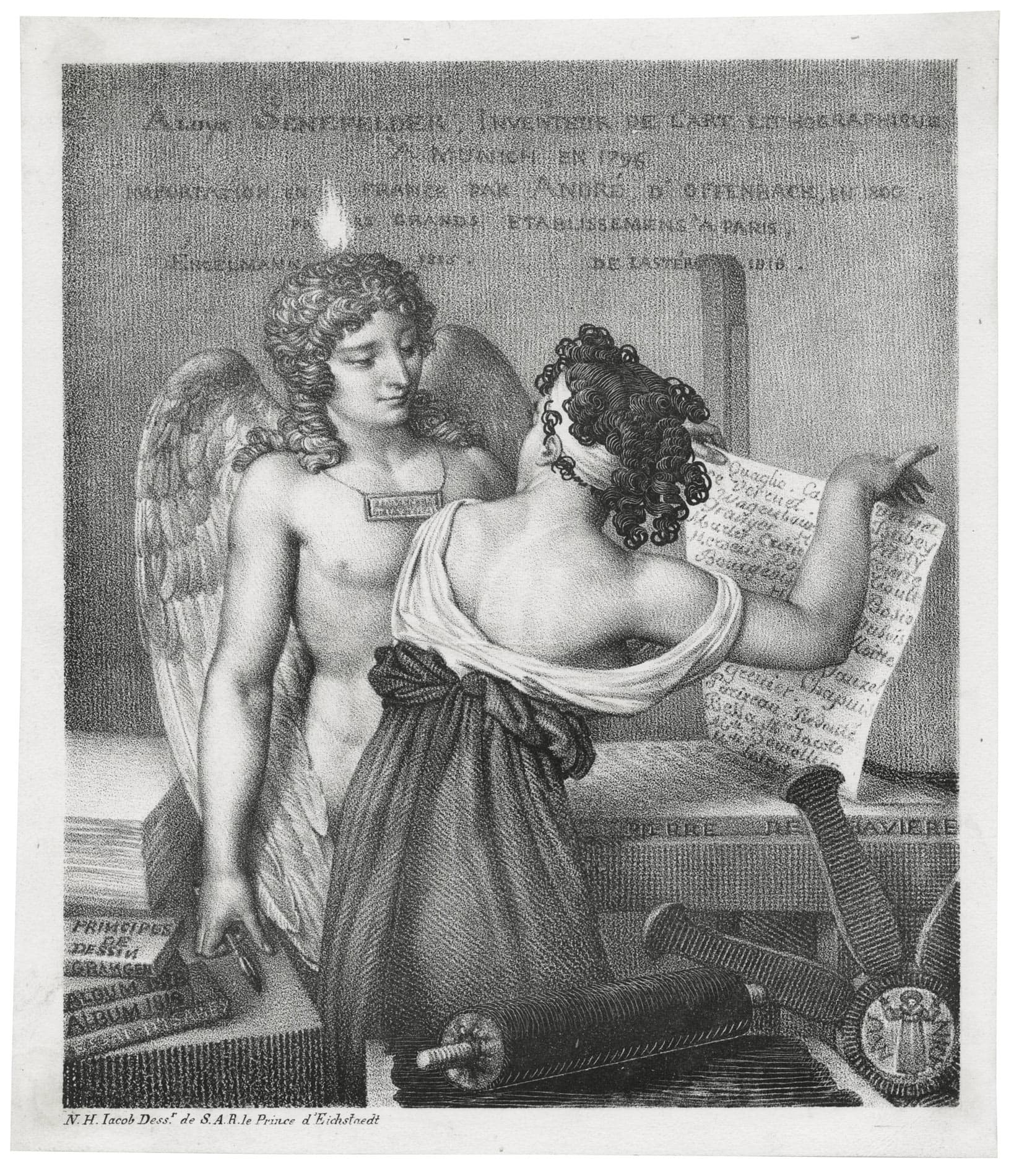 JACOB Nicolas Henri — The Genius of the drawing encouraging the art of Lithography