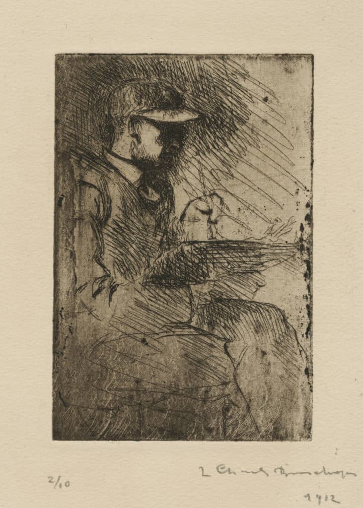 Bisschops – Artiste assis, dessinant