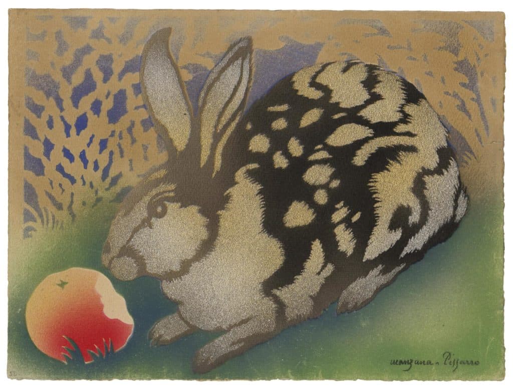 Manzana-Pissarro – Un lapin croquant une pomme