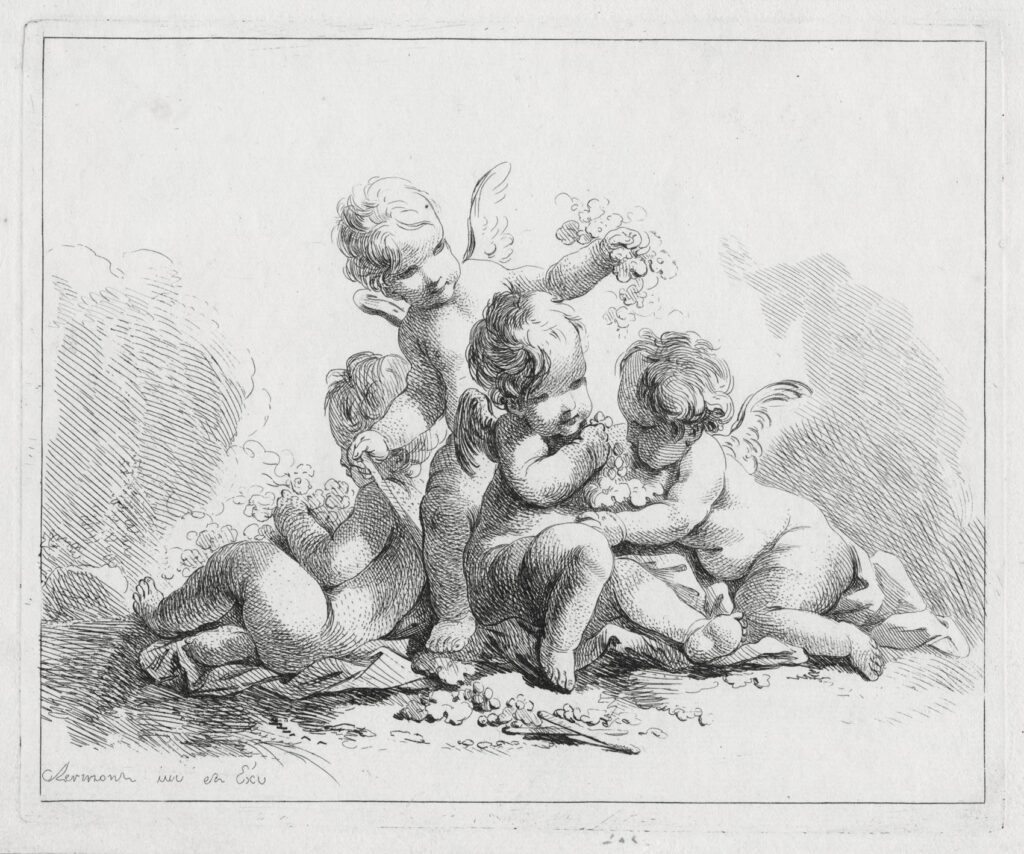 Clermont – Quatre enfants nus assis