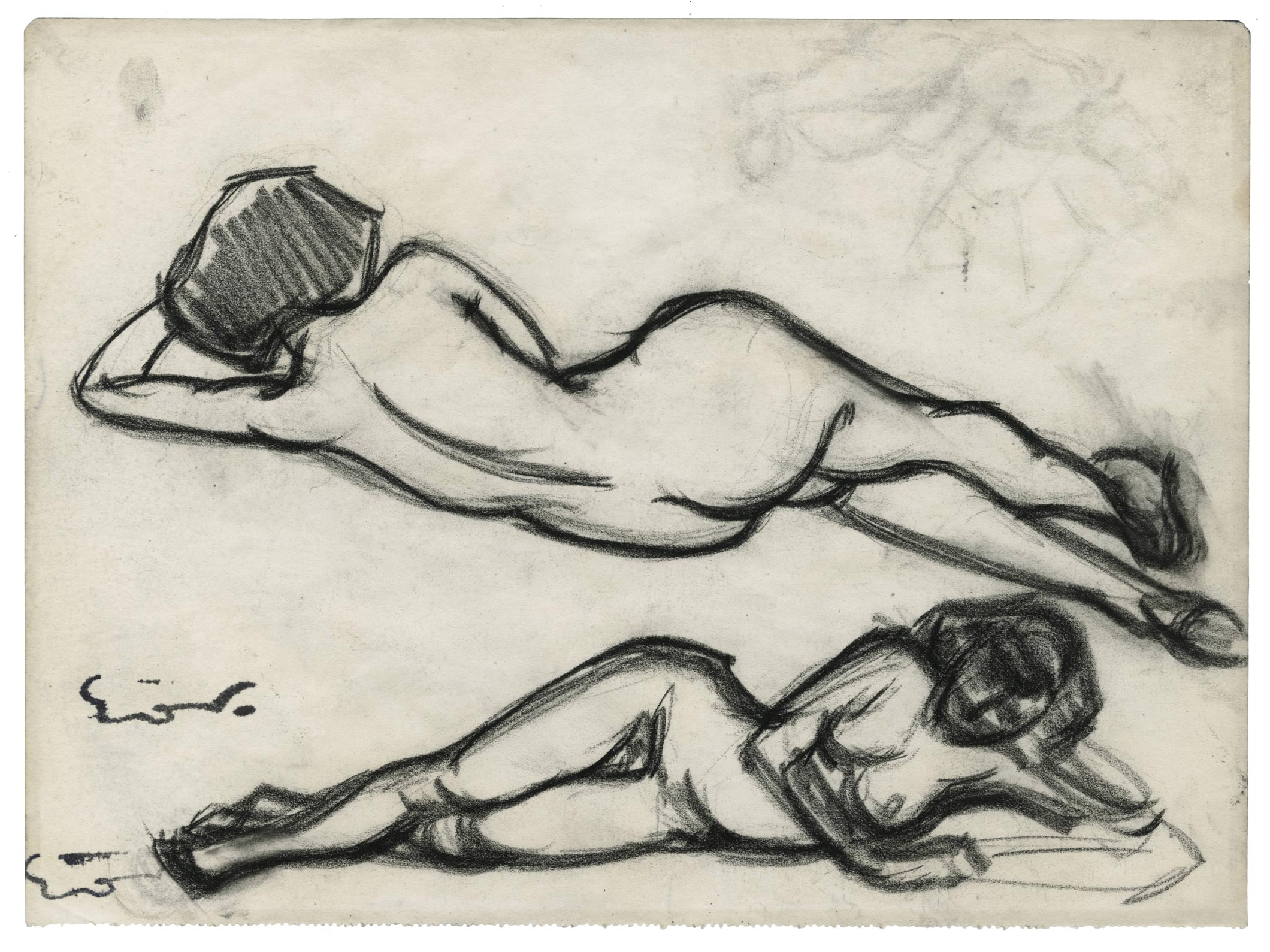 Reclining female nudes from the back and front