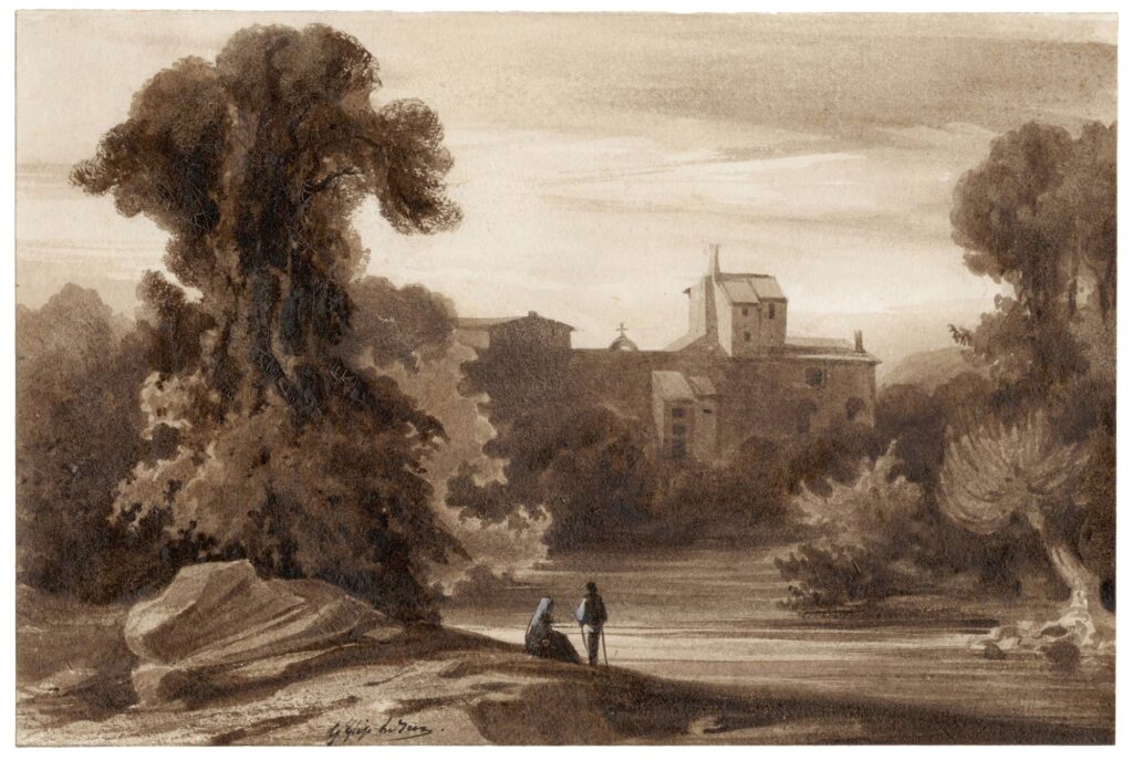 Lebas – Couple admirant la vue devant une rivière