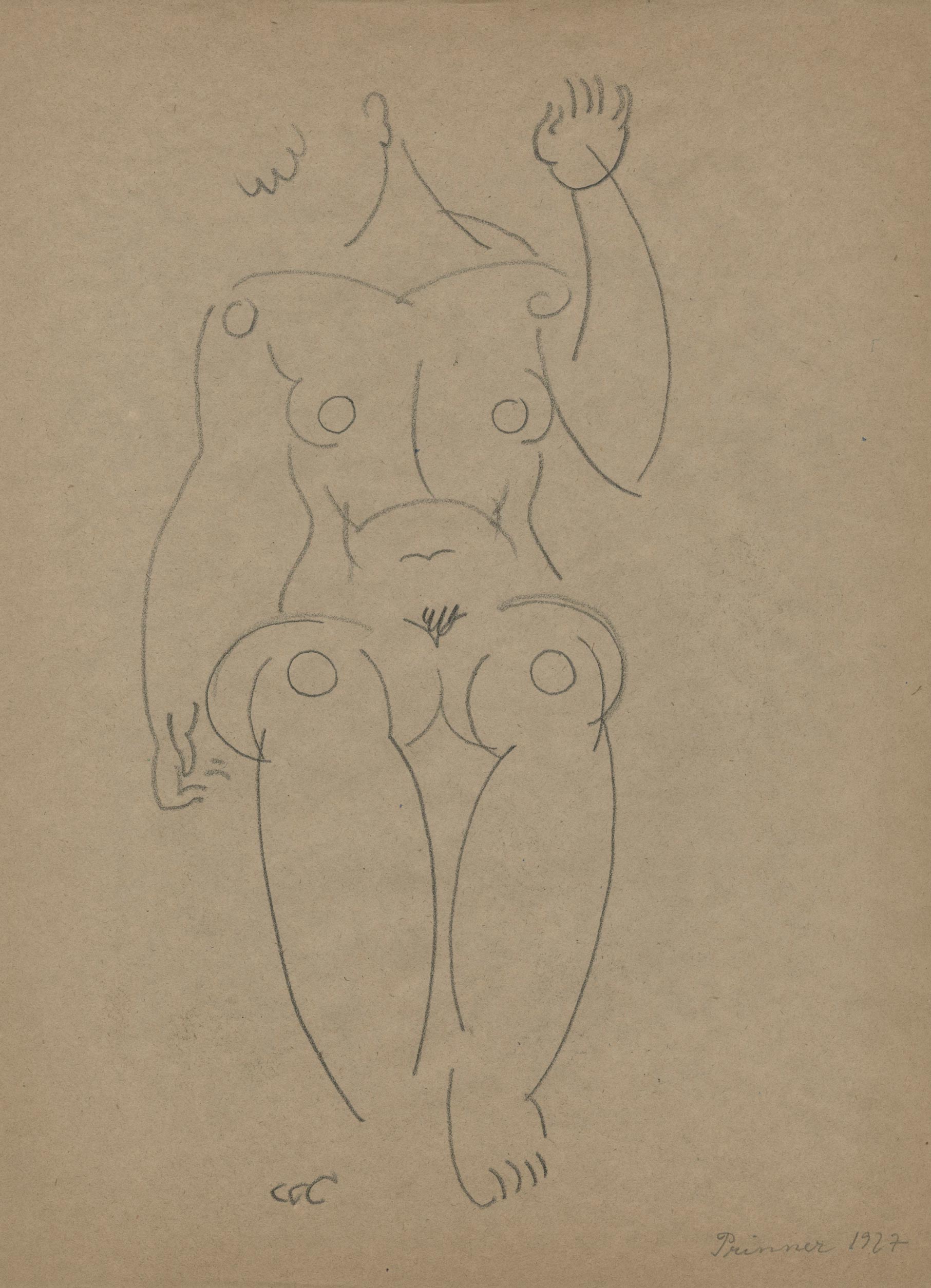 Figure drawing. Woman seated, from the front