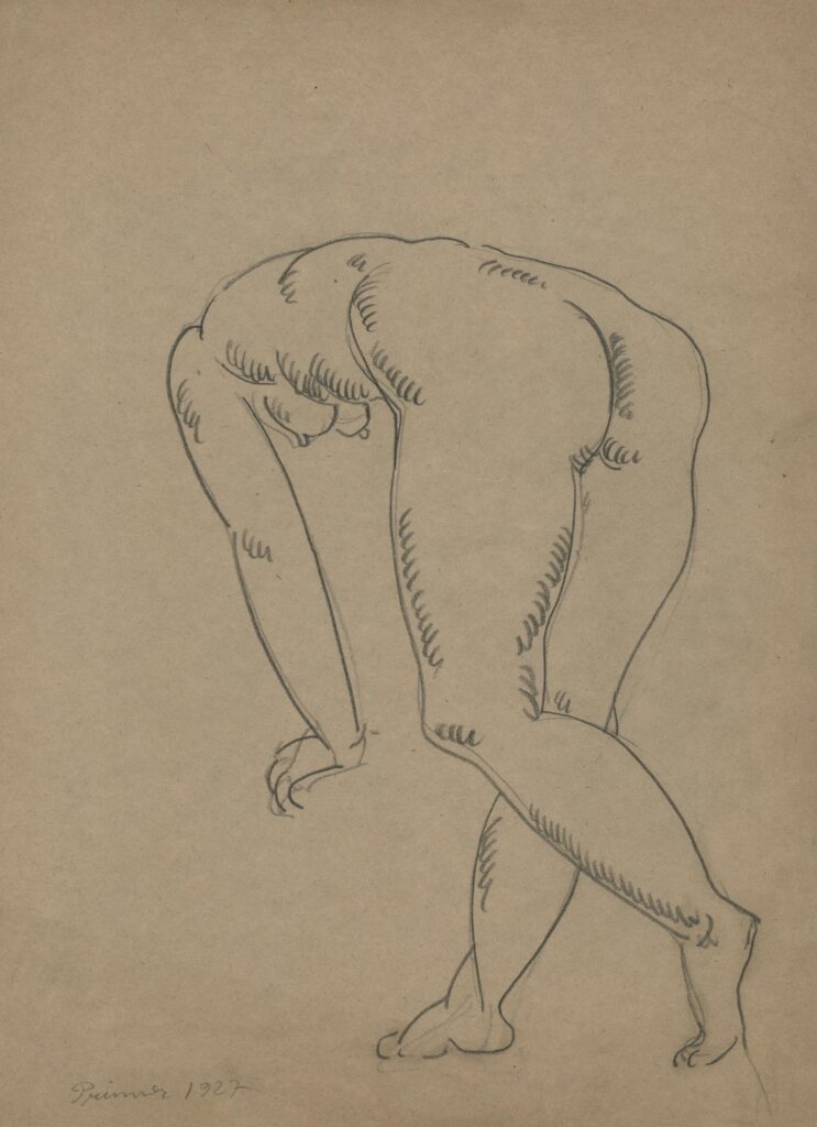 Prinner – Académie. Femme de dos, penchée