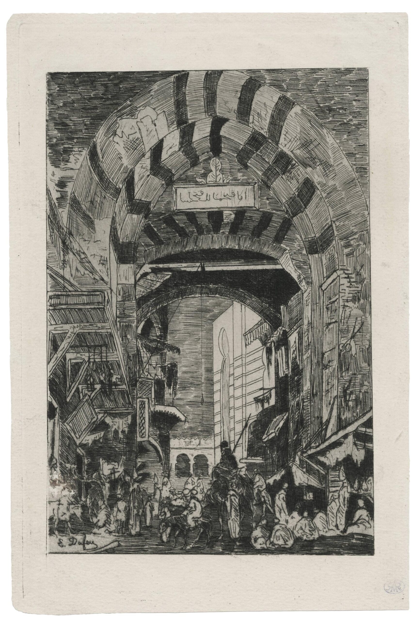 Grand portail et rue du Caire (porte de Zuweila?)